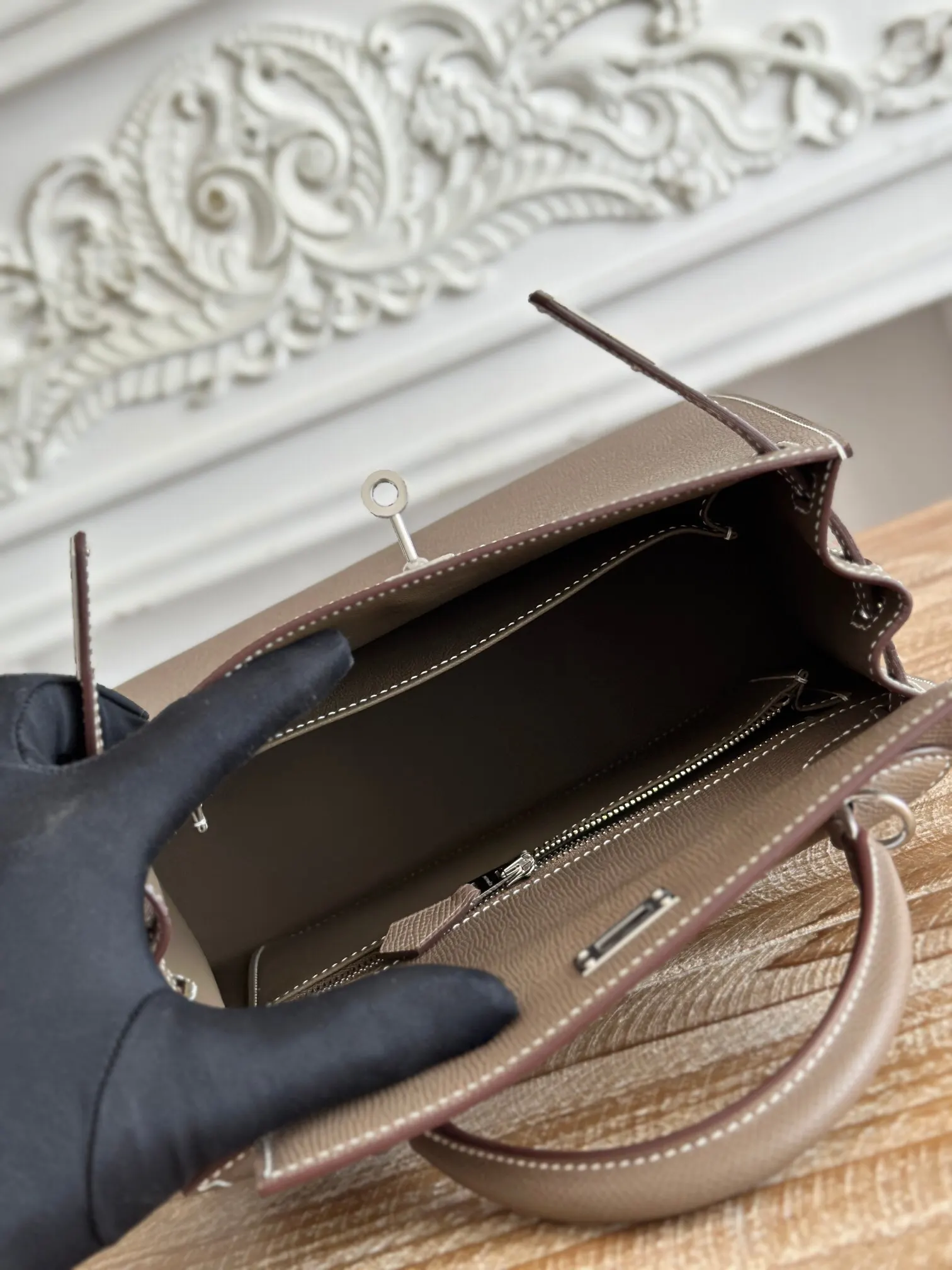 Hermes Kelly 大象灰 Epsom掌纹牛皮 手提包 25cm 經典款