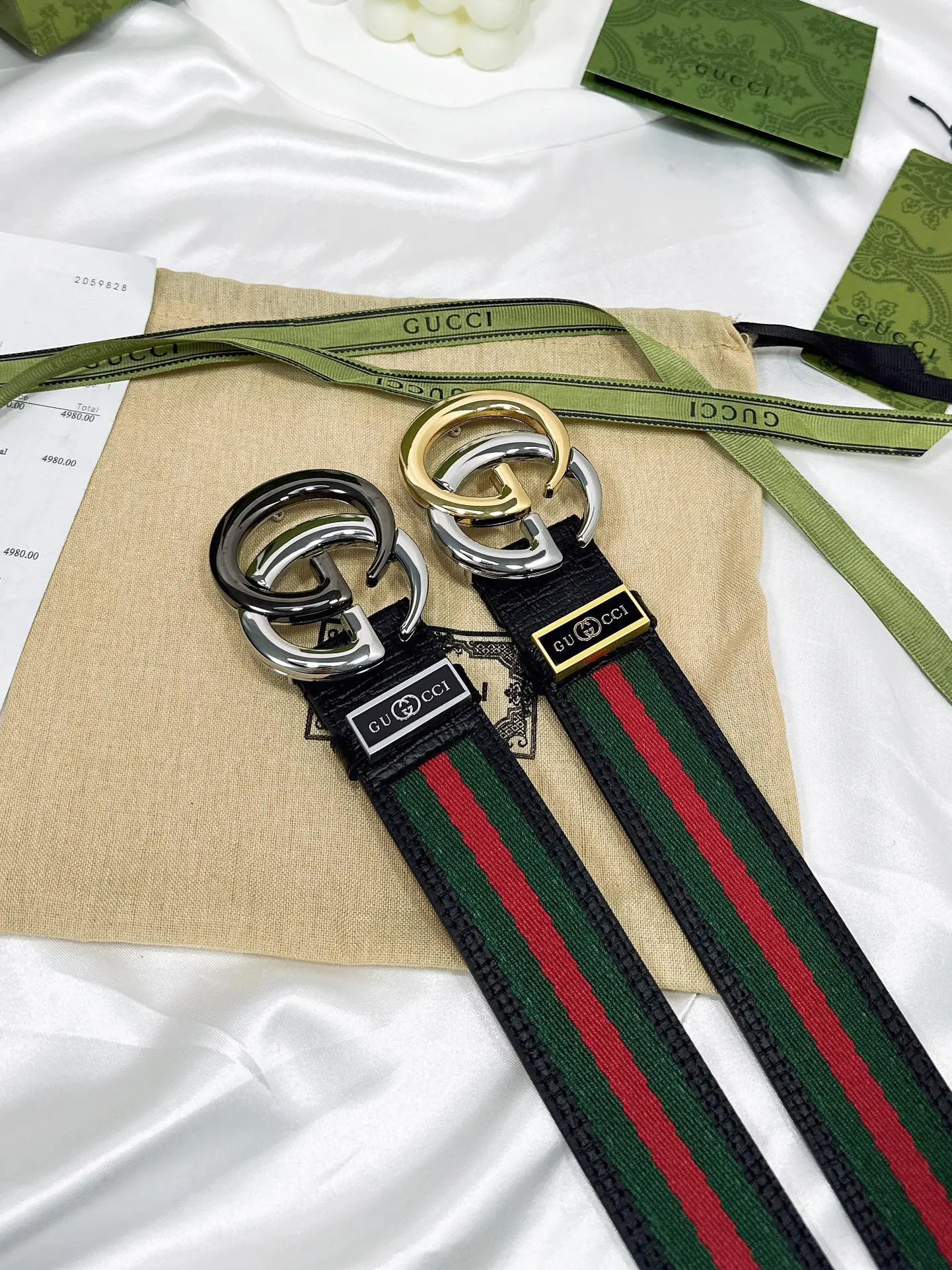 Gucci Double G Buckle Cowhide Double Sided Belt Business And Leisure