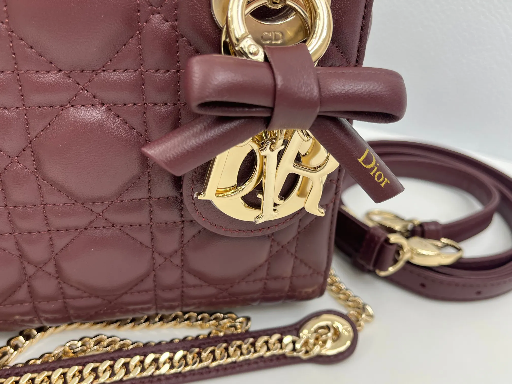 Dior Lady Dior Lady 酒红链条包 藤格手提