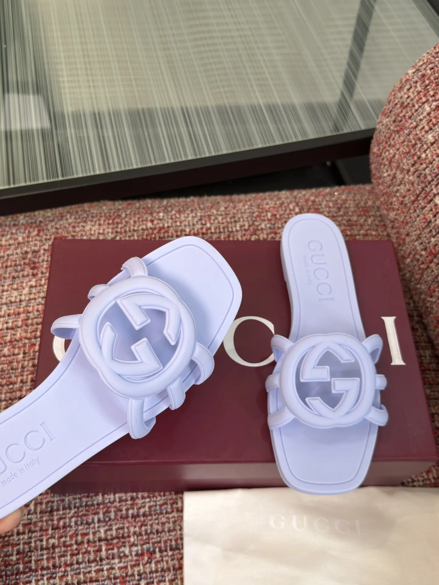 Gucci Interlocking G 浅蓝色凉拖 休闲 运动鞋
