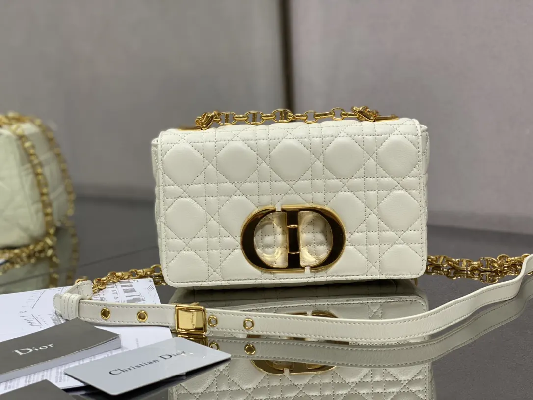 Dior Caro 奶白小牛皮链条包 简约斜挎