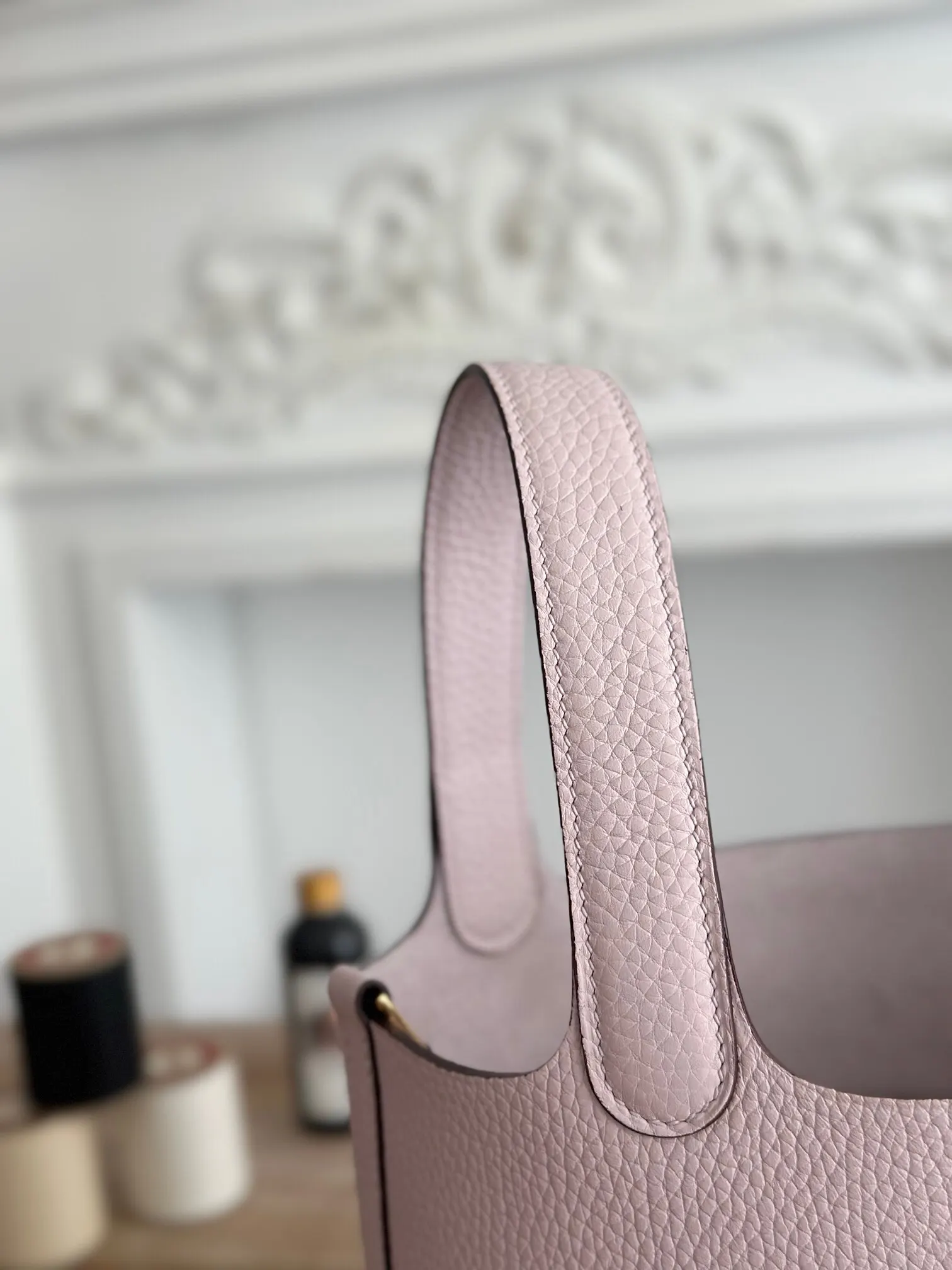 Hermès 3Q粉 牛皮 手提包 18cm