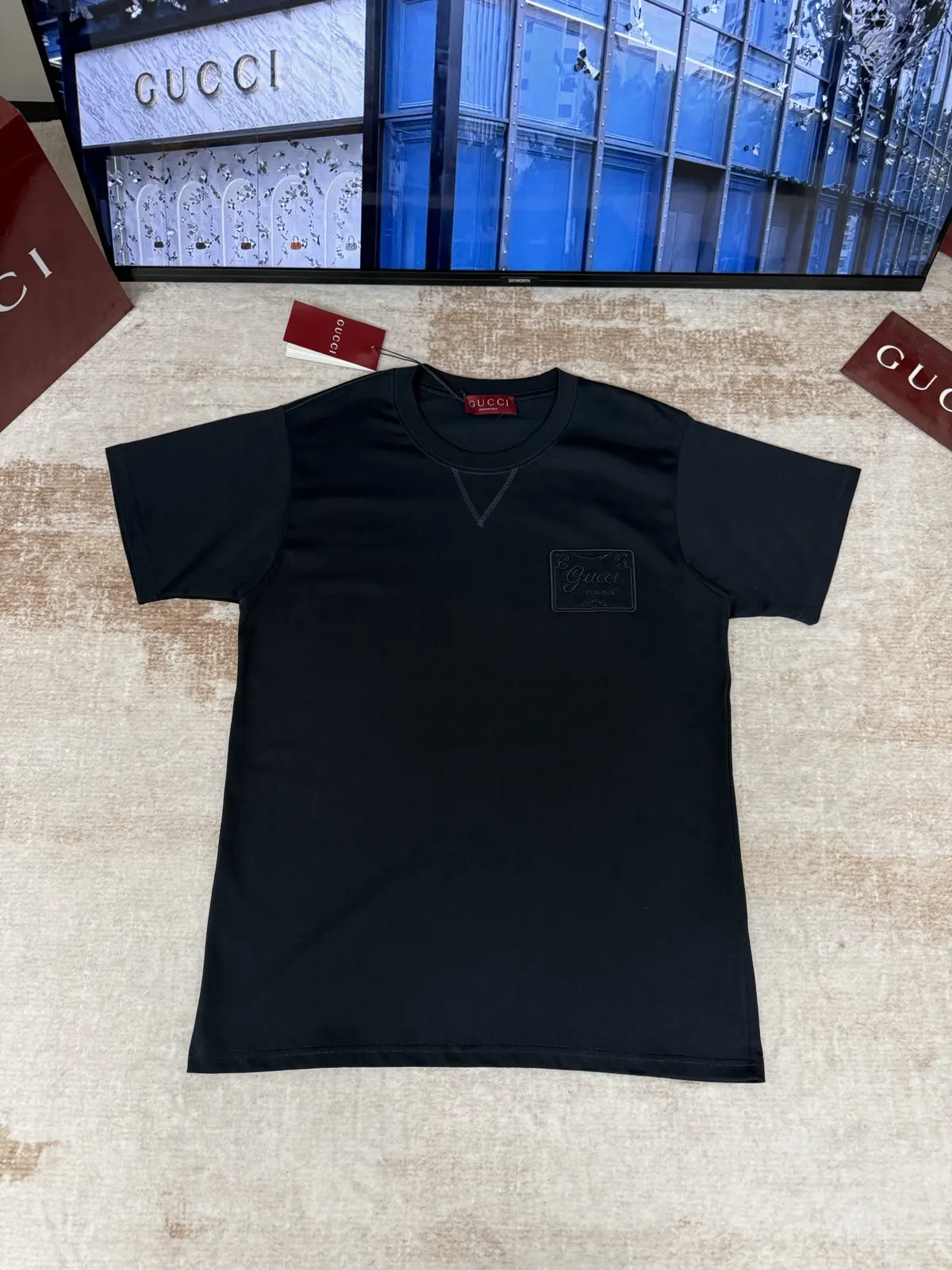 Gucci Embroidered Polo Shirt Blue