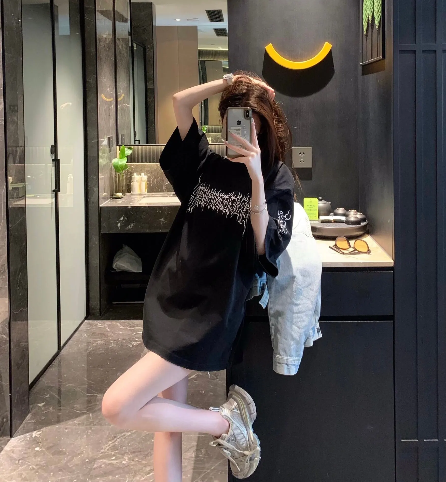 Balenciaga Black Cotton Short Sleeve T-Shirt Loose
