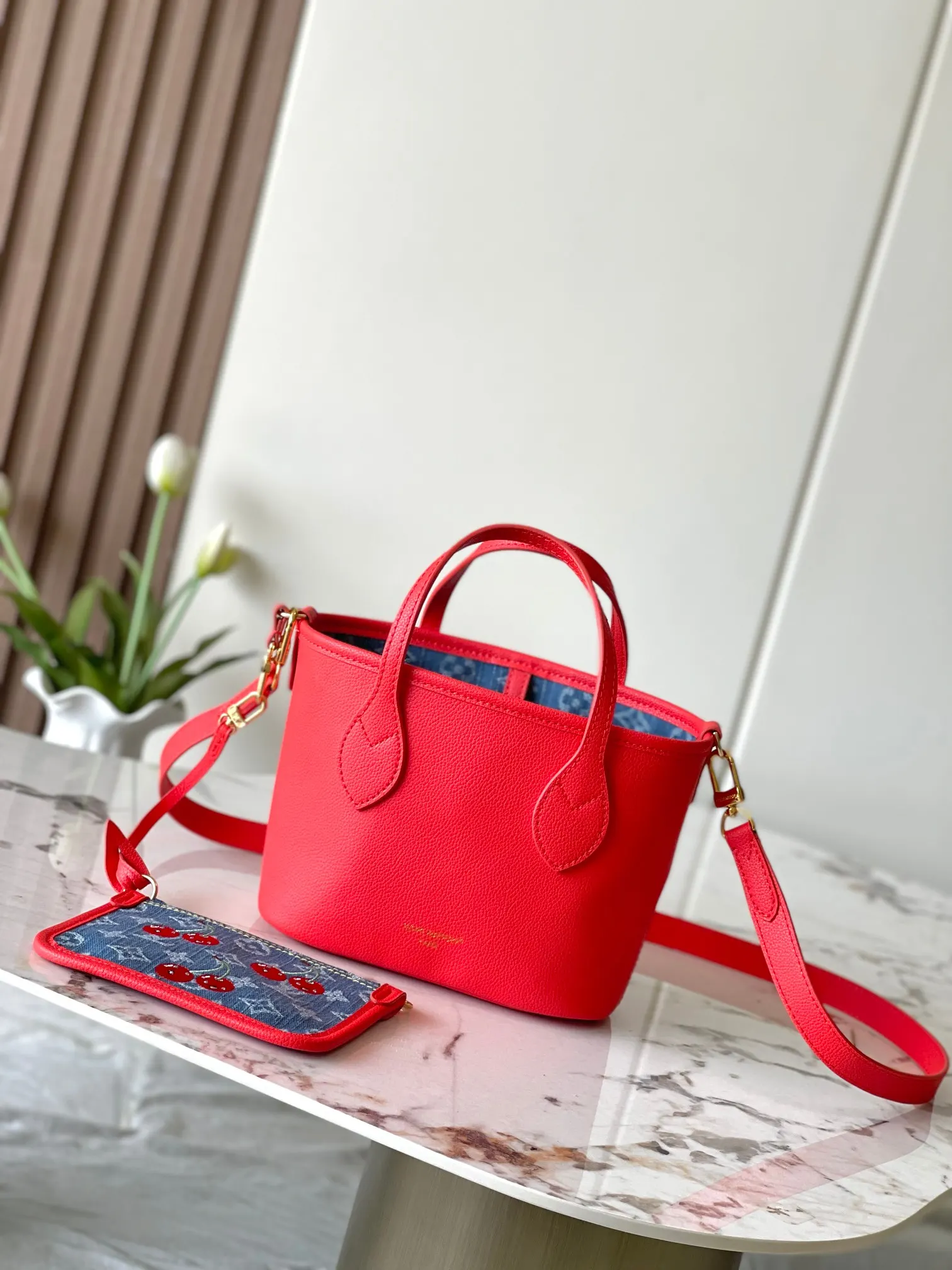 LV Neverfull 牛仔 丹宁 牛皮 收納包 旅行收納款