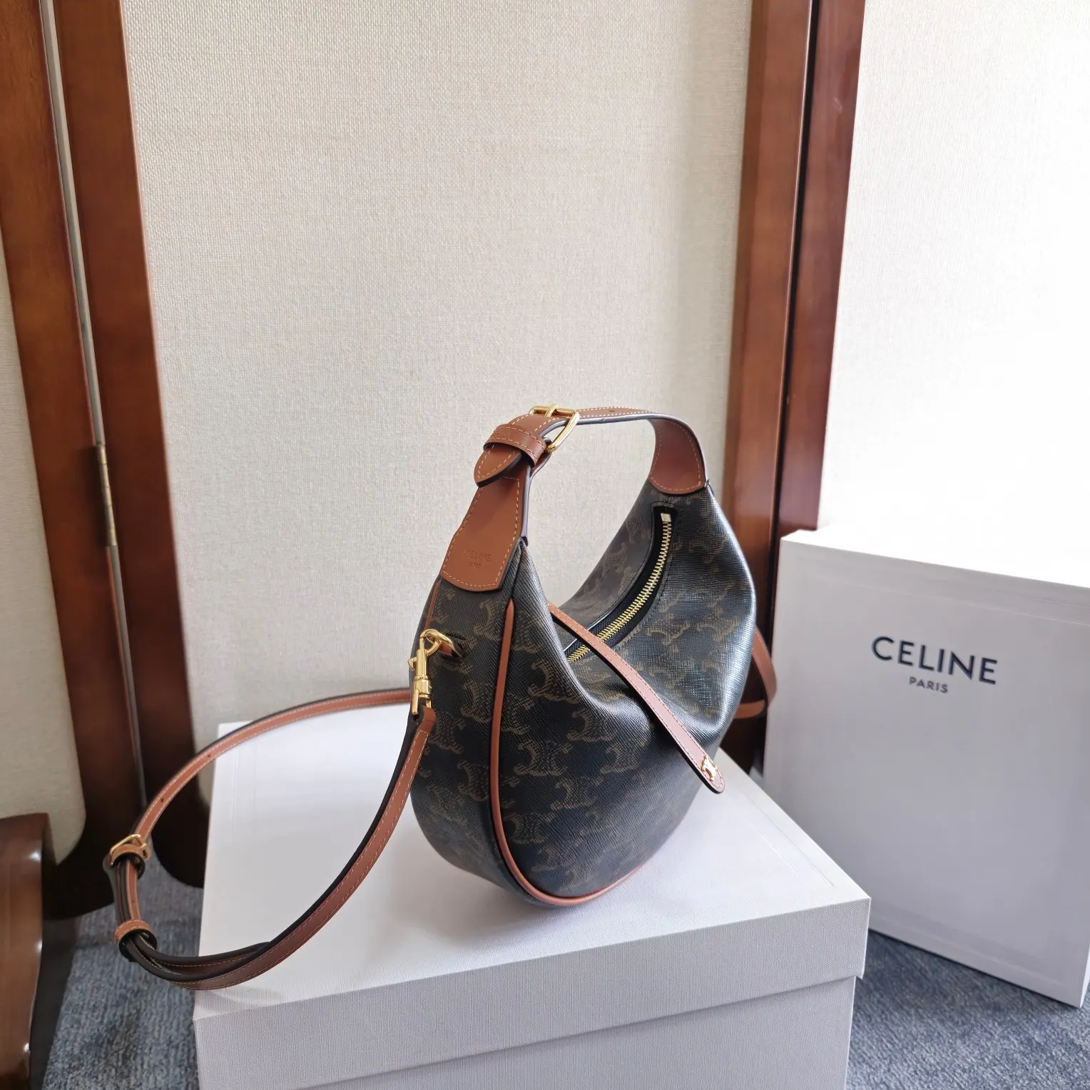 Monogram Crossbody Bag Commuter Lightweight Leather