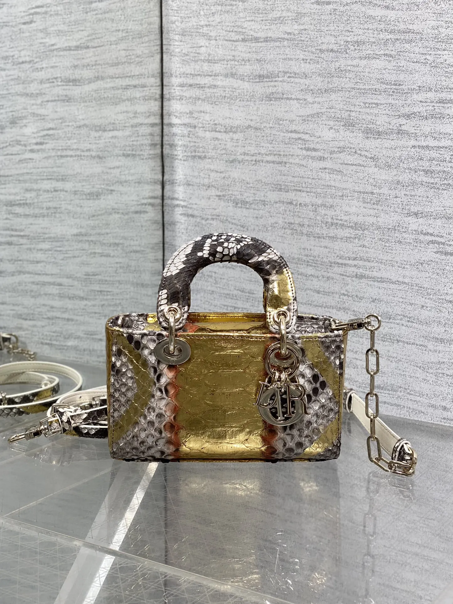 Dior 进口 蛇皮横款戴妃包 Lady横版戴妃珍稀 手提包 通勤手提款