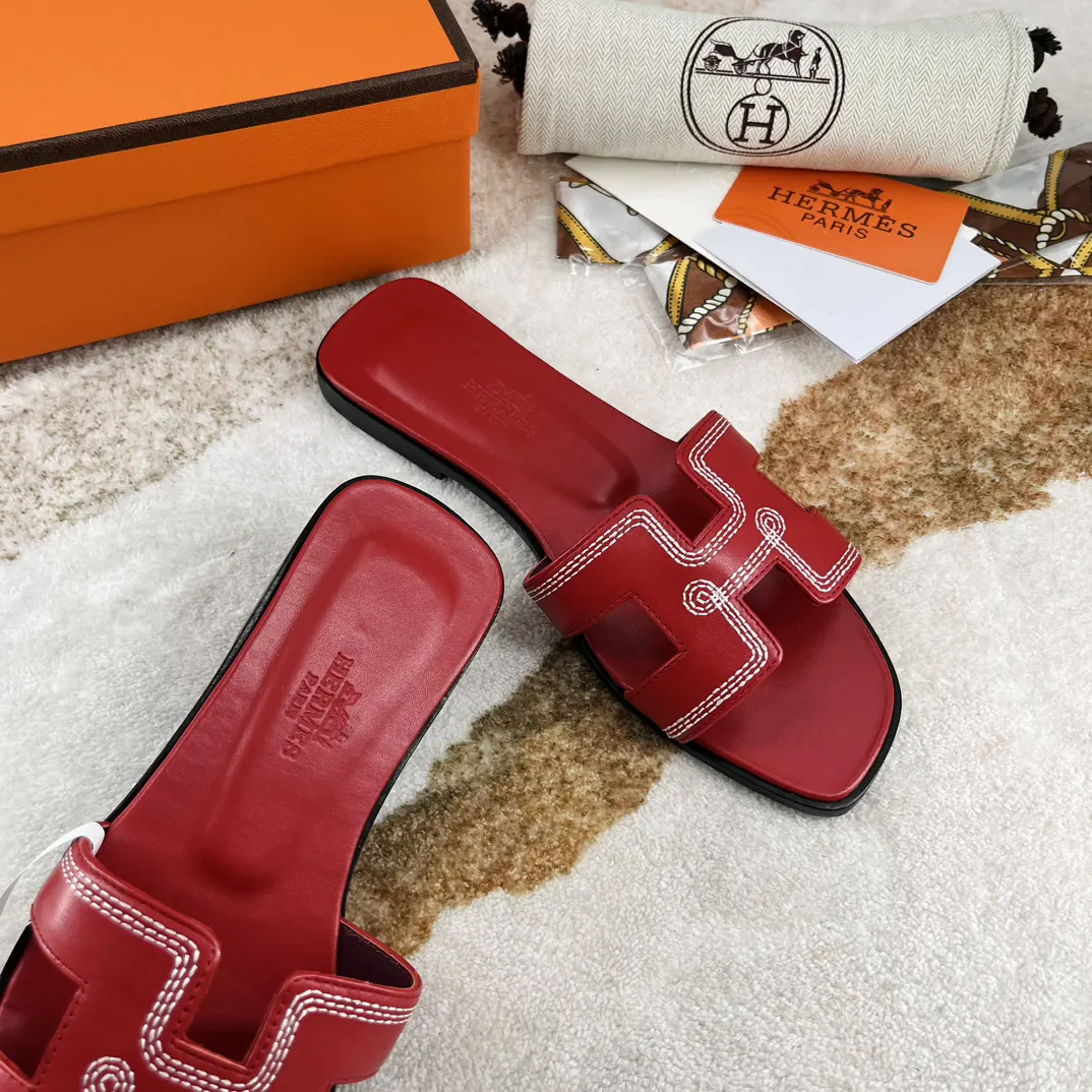 Hermès Oran 4个色 牛皮 拖鞋 舒適