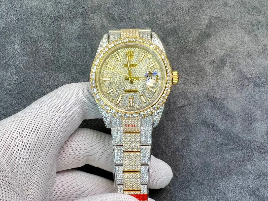 Rolex 密集镶满 的施华洛世奇钻 搭 抗刮损藍宝石镜面 手錶 經典腕表款