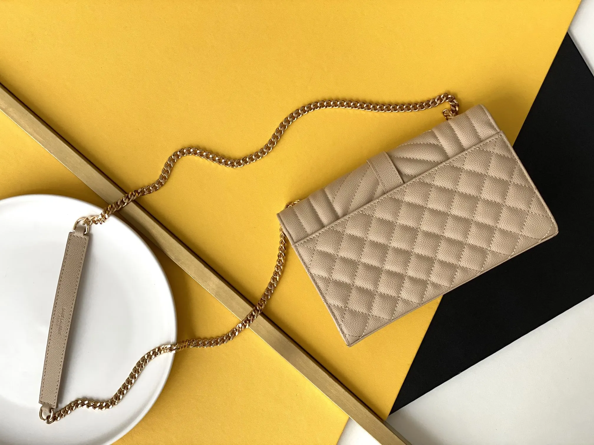 Gold Shoulder Bag Leather