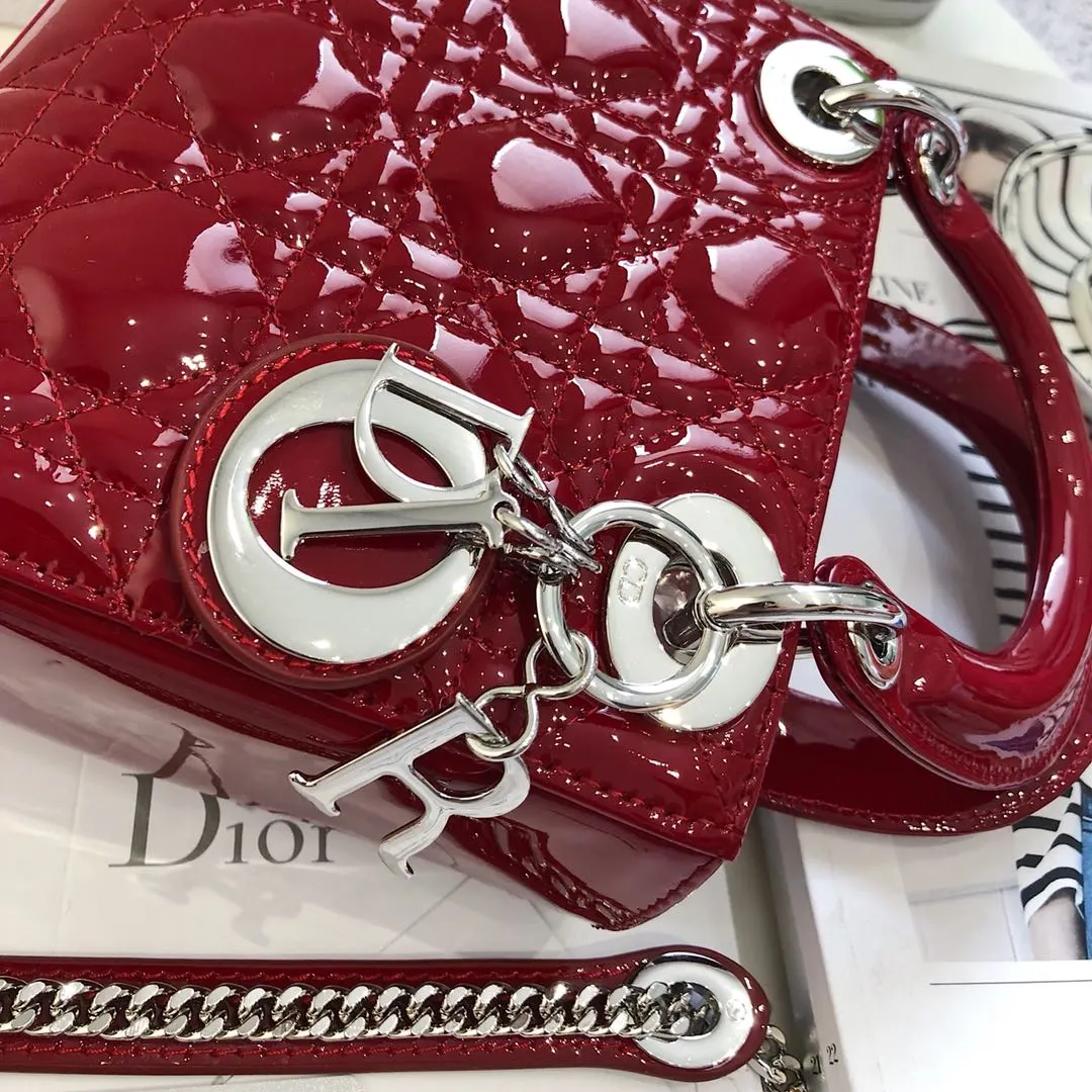 Dior Lady Dior 紅色 皮革 手提包