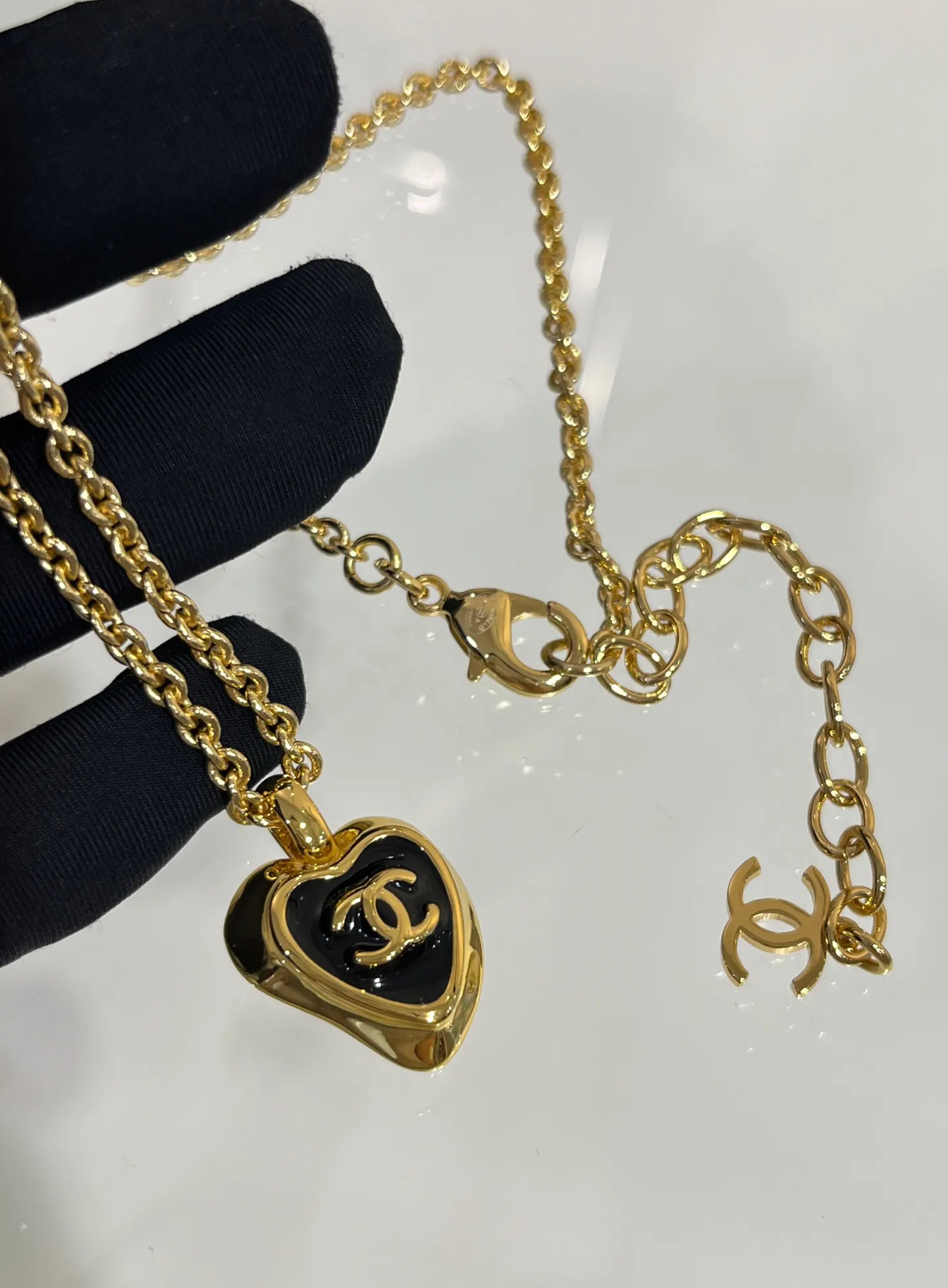 Chanel 黑金 黑色 金色 双C 项链 精致锁骨链
