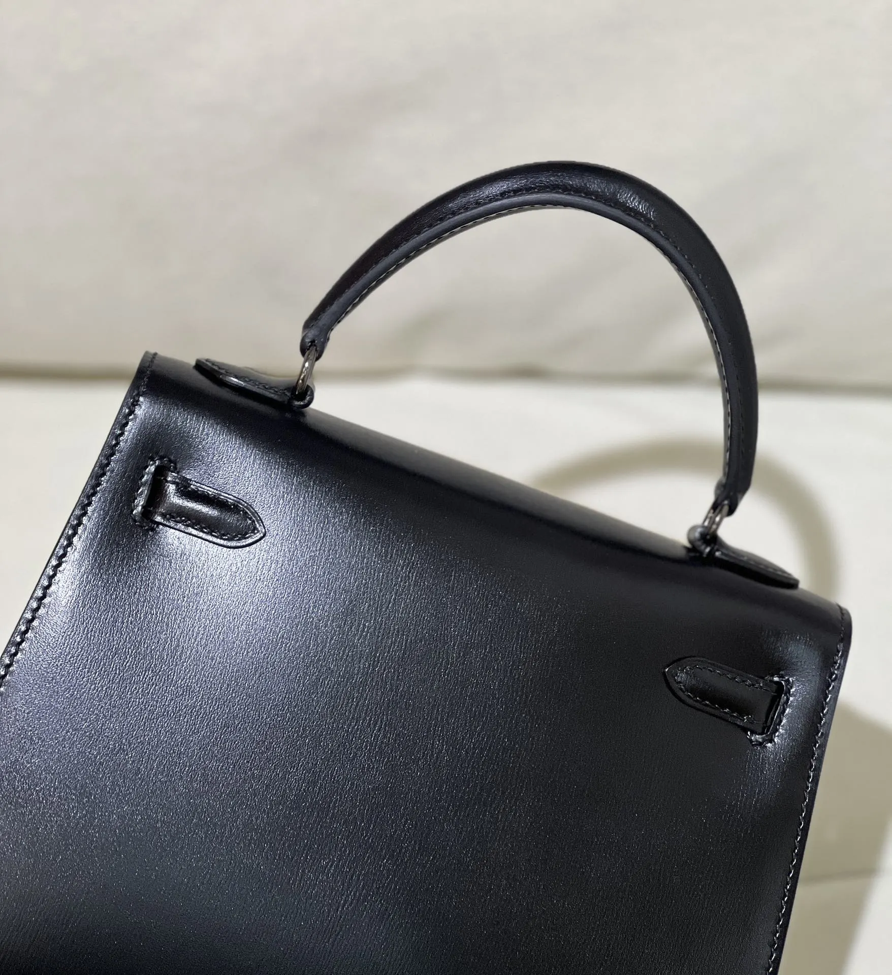 Hermès Kelly 黑色 皮革 手提包