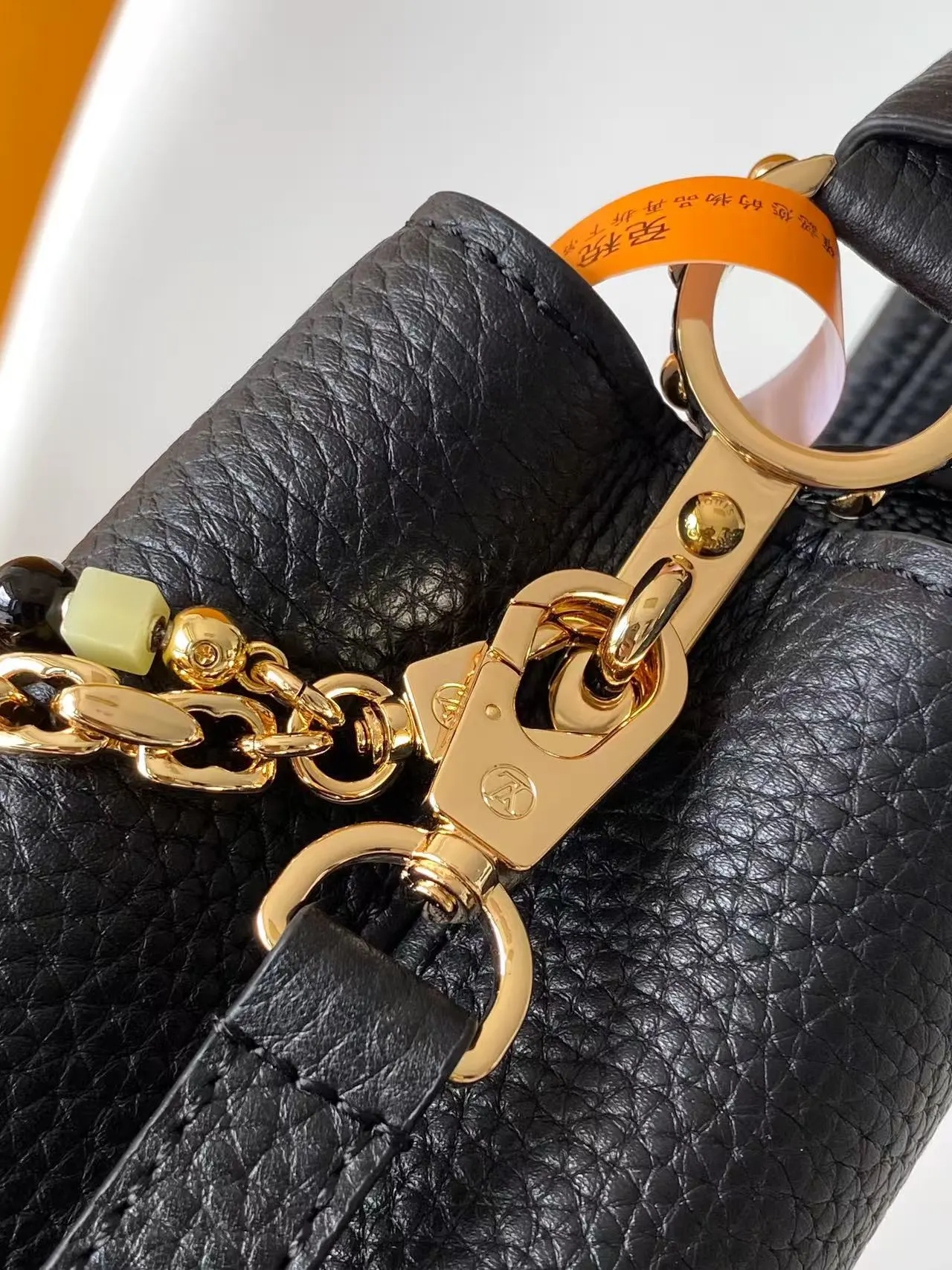 Louis Vuitton Black Brown Chain Bag Leather
