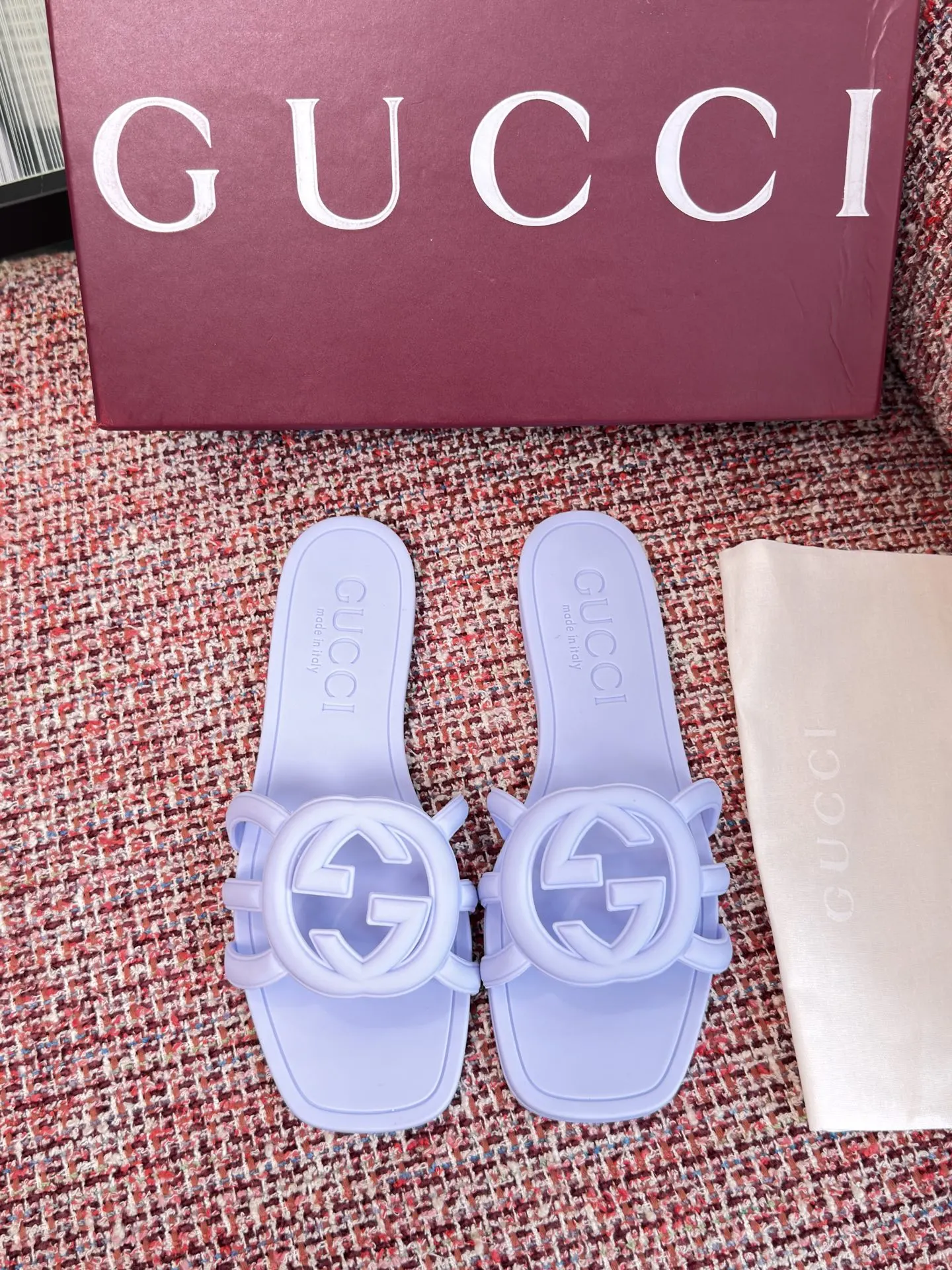Gucci Interlocking G 浅蓝色凉拖 休闲 运动鞋