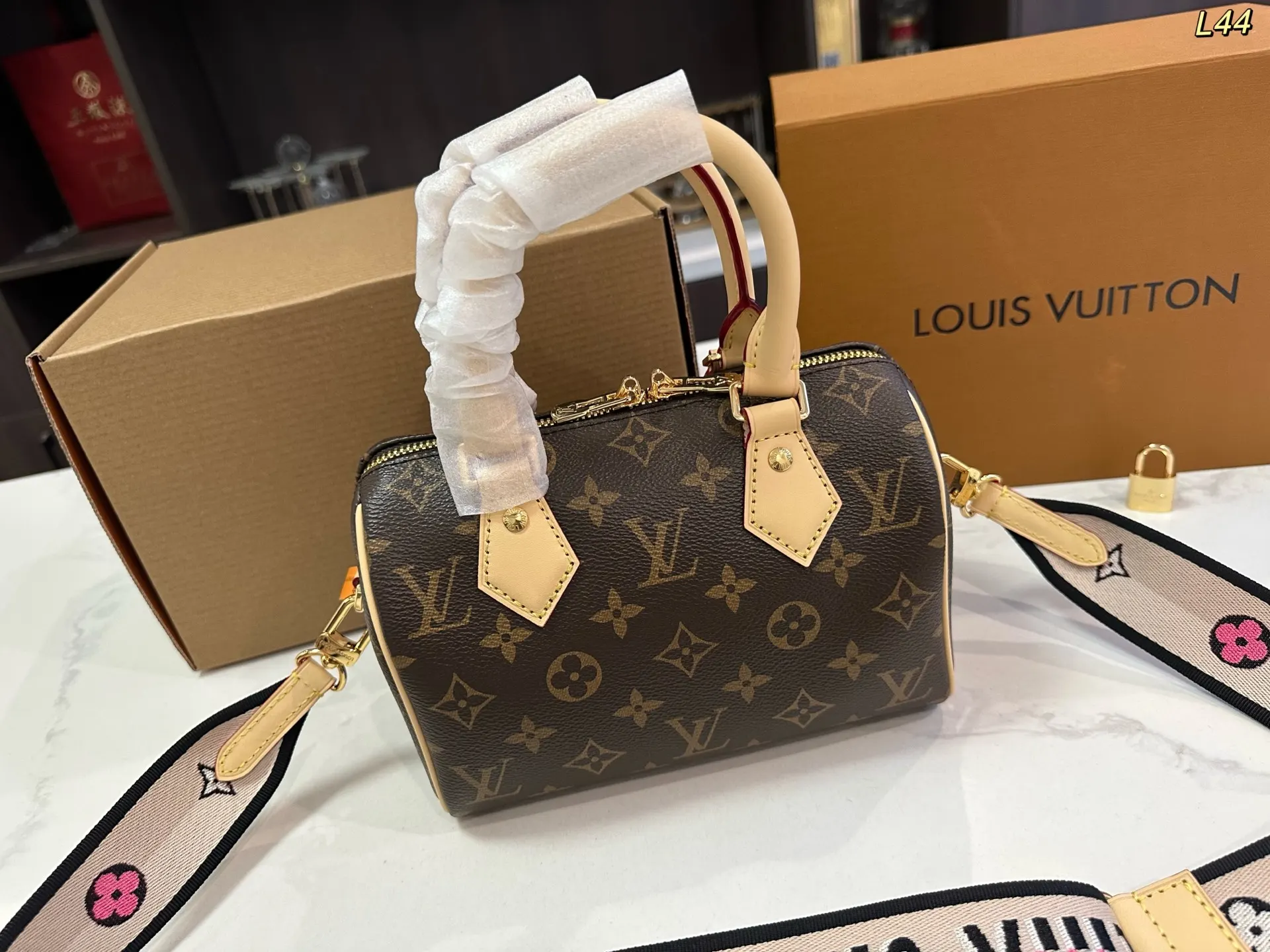 Louis Vuitton Gold Monogram Crossbody Bag Lightweight Leather