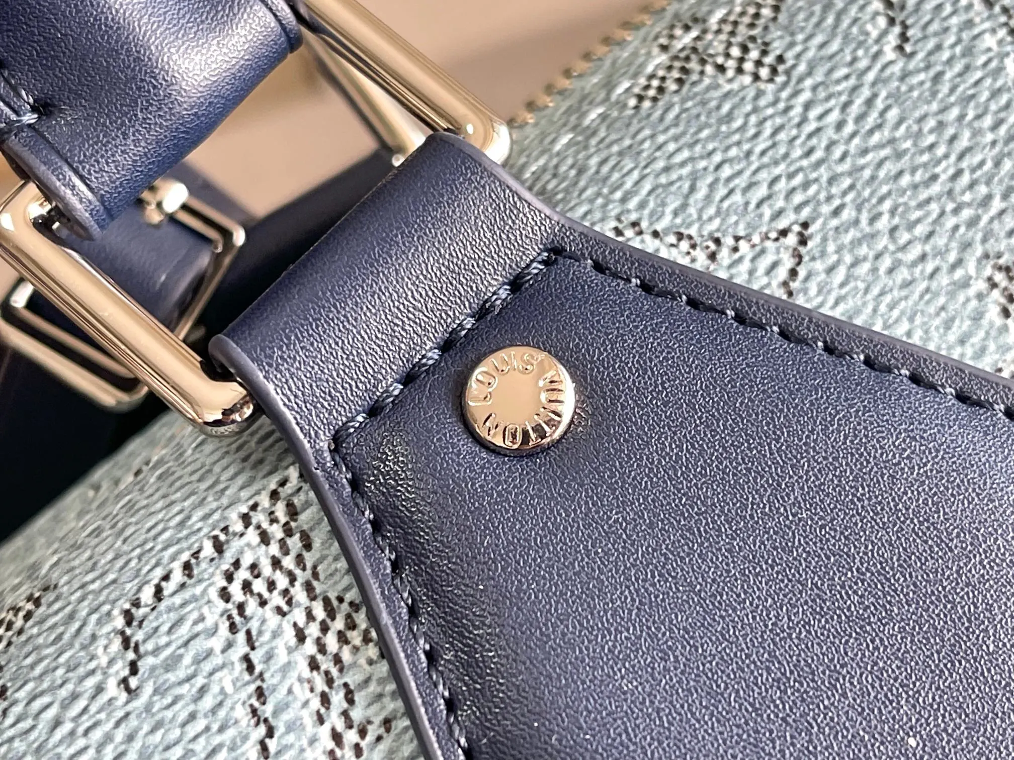 Keepall 藍色 牛皮 旅行袋 大容量旅行款