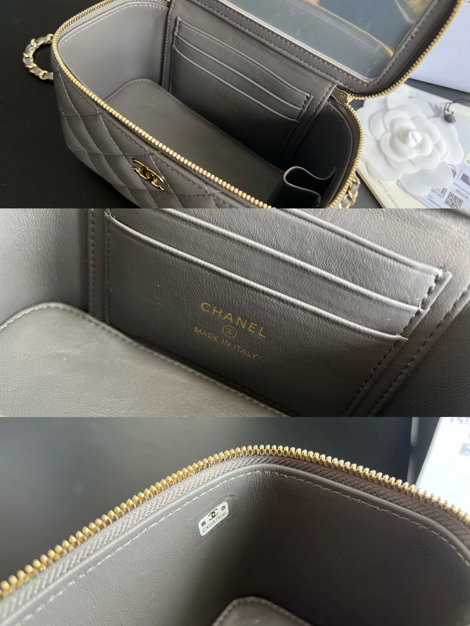 CHANEL 22 Bag 米色羊皮链条包 金扣款