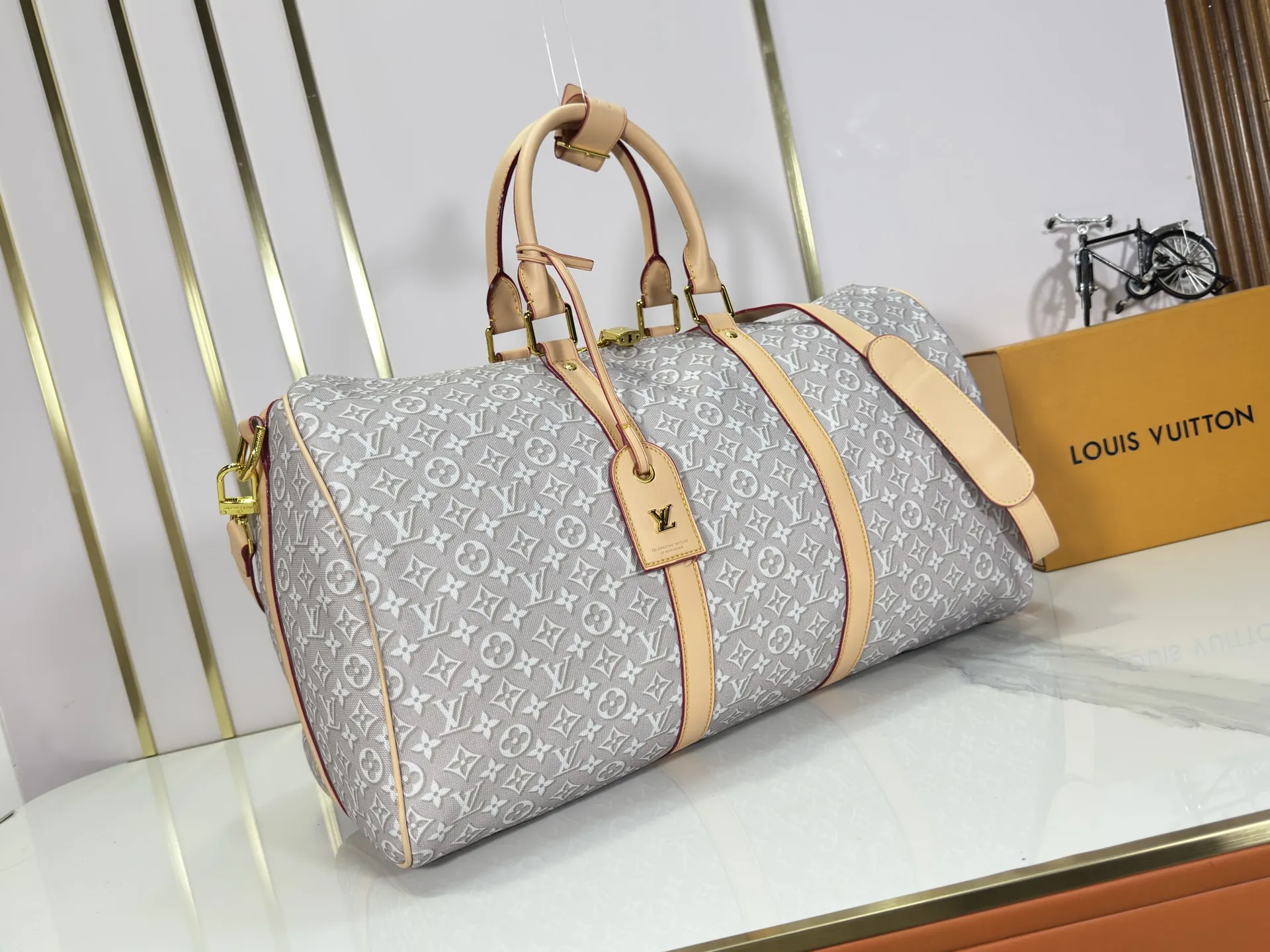 Keepall 老花 牛仔 帆布 旅行袋 大容量旅行款