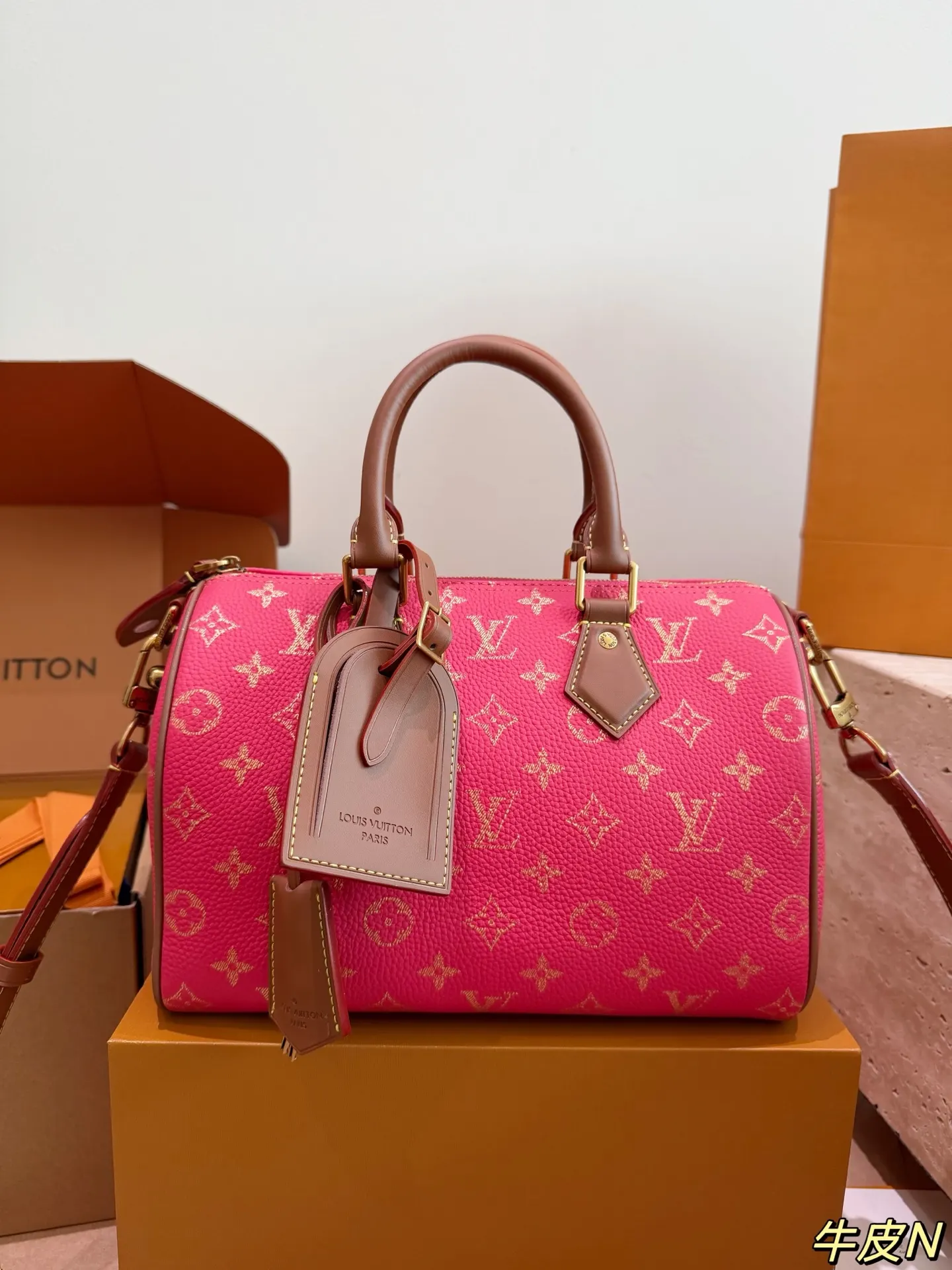 LV Speedy 焦糖色 老花 牛皮 链条包 精致链条款