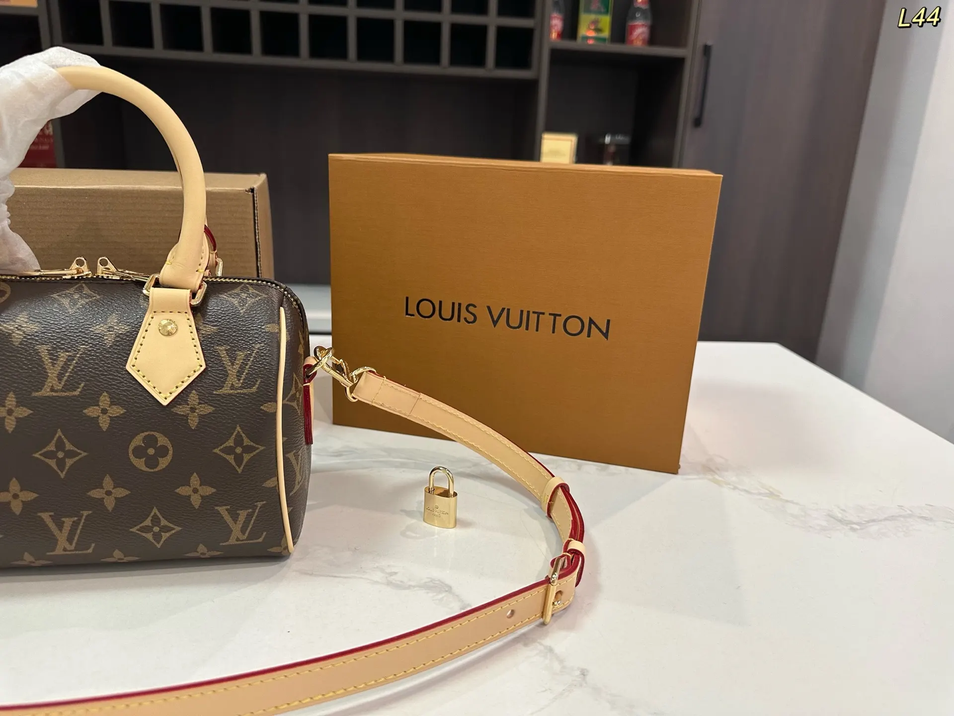 Louis Vuitton Gold Monogram Crossbody Bag Lightweight Leather