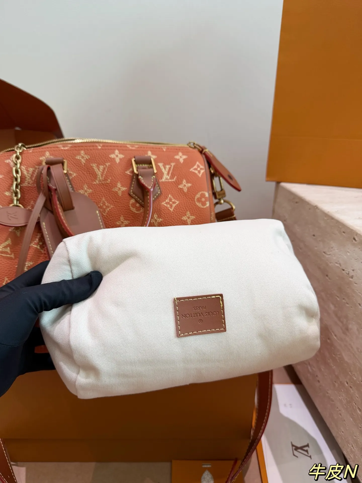 LV Speedy 焦糖色 老花 牛皮 链条包 精致链条款