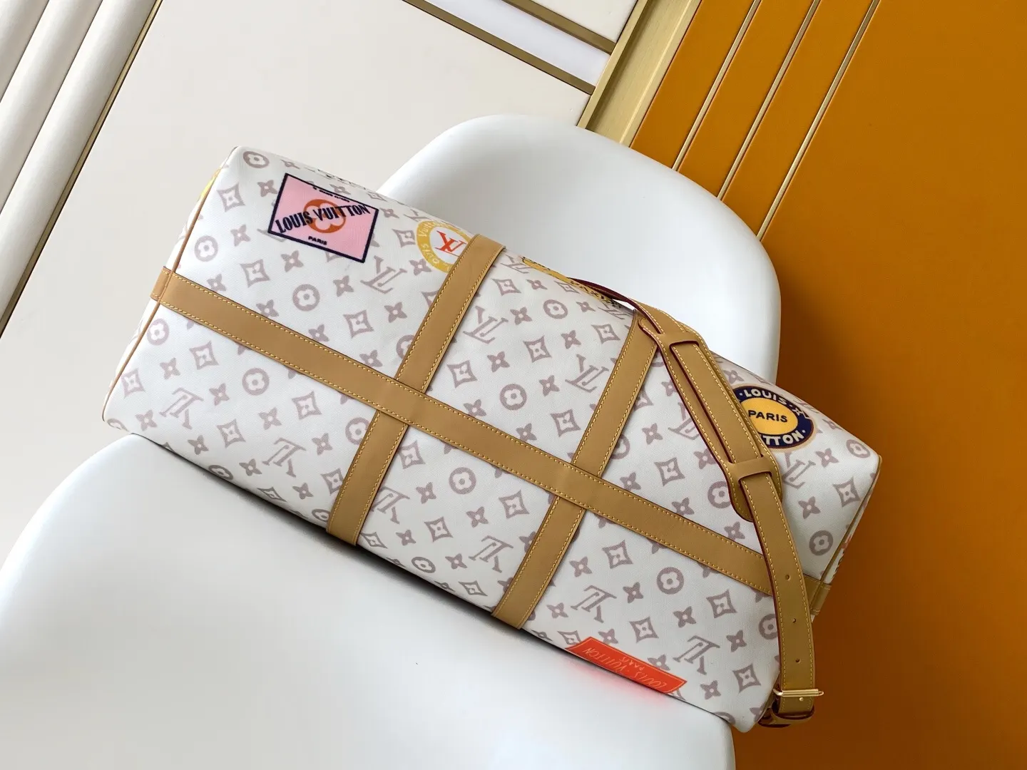 LV 金色 牛皮 旅行袋 大容量旅行款