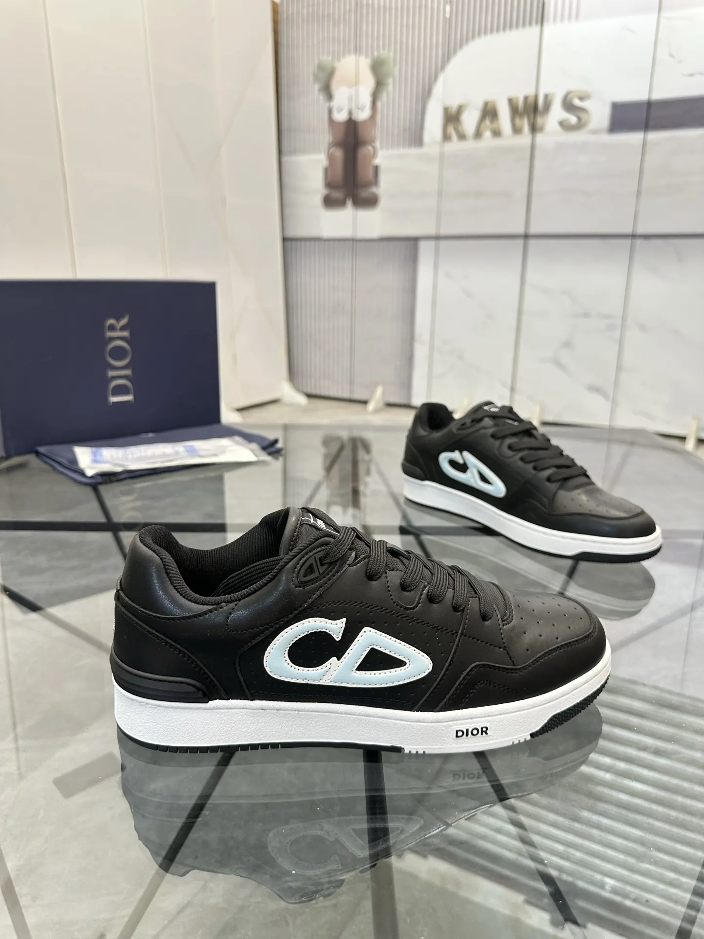 Dior B57 黑灰拼色牛皮休闲鞋 运动款