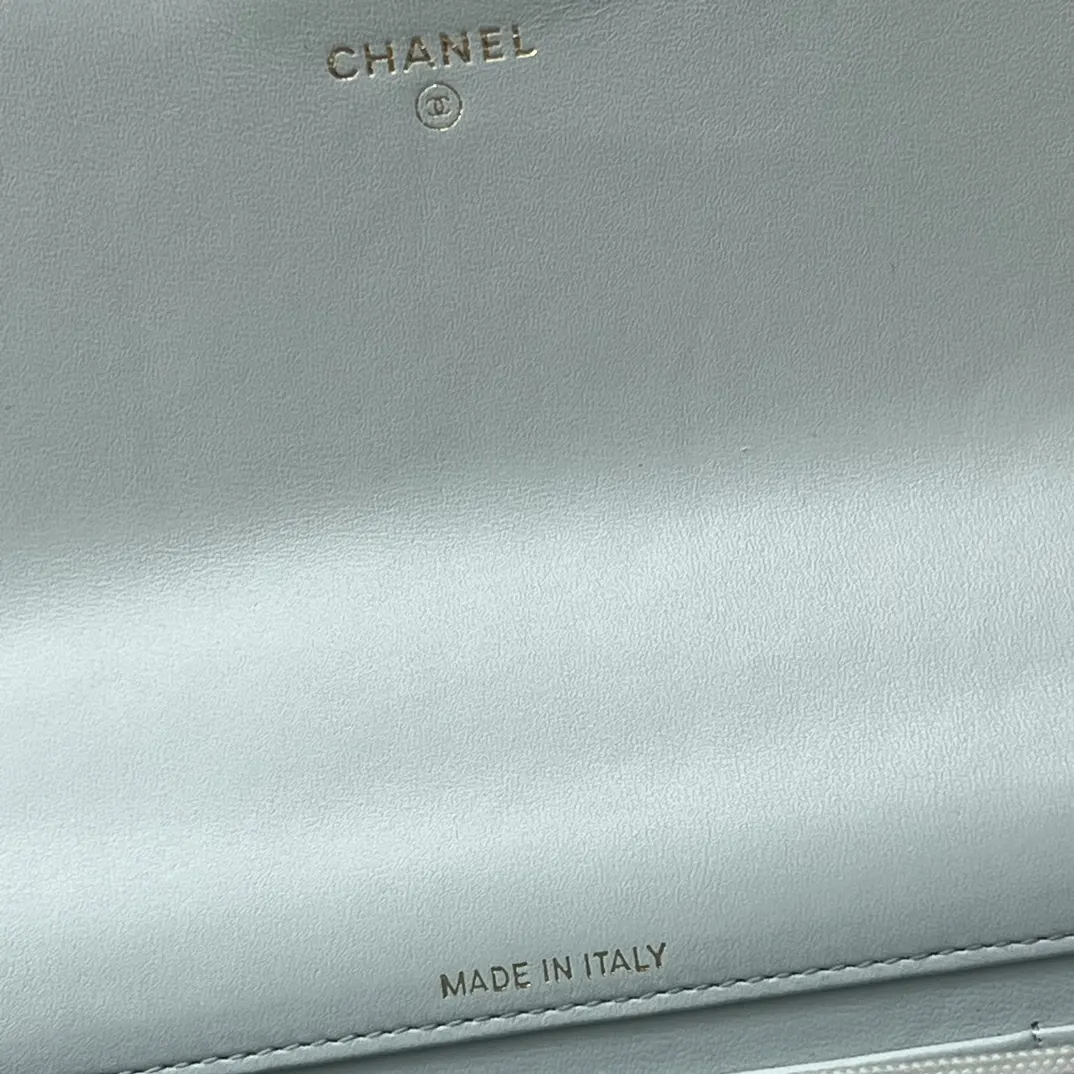 Chanel 蓝色 皮革 菱格绗缝 手提包