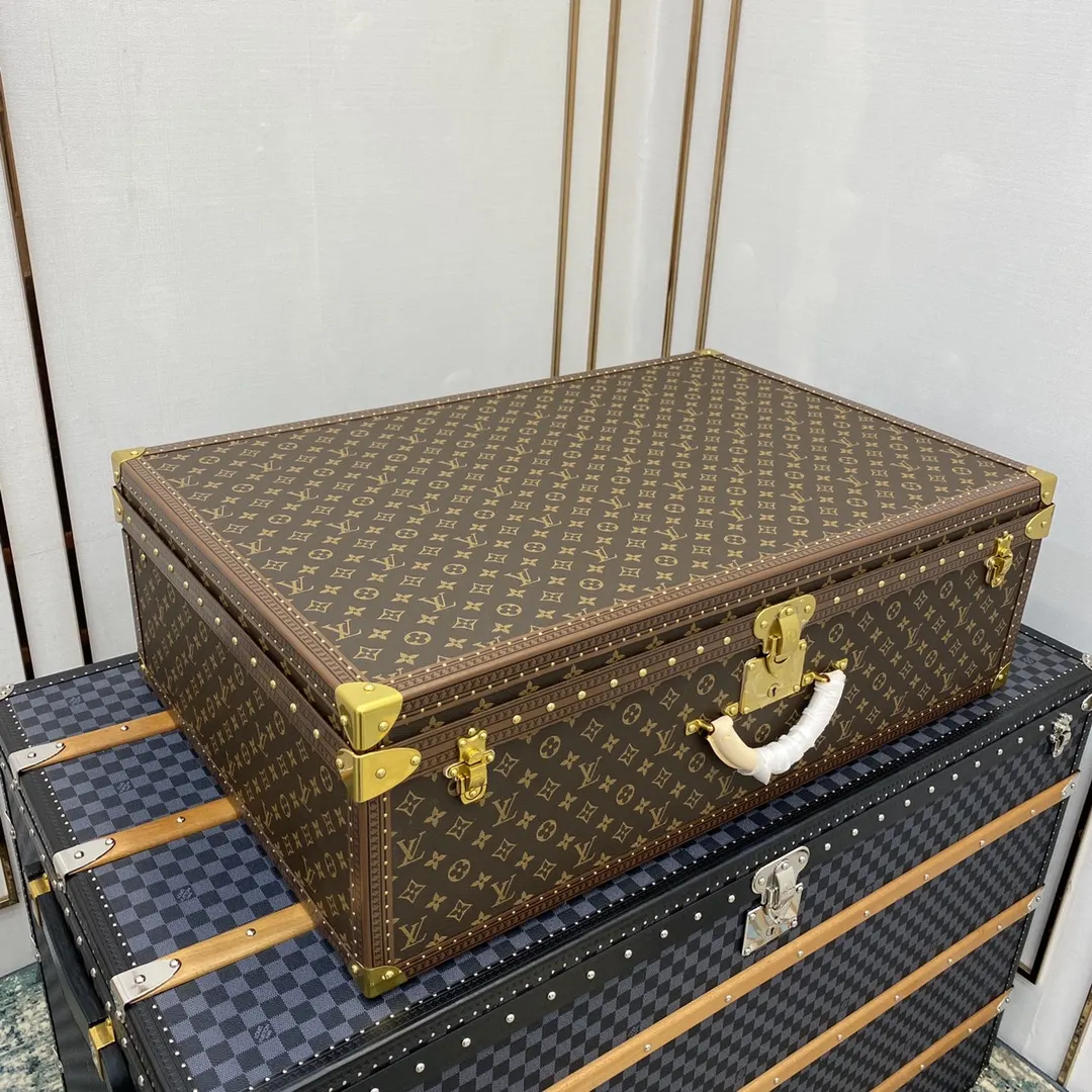 LV 金色 帆布 硬箱 纯铜五金 ALZER 硬箱 著名的Alz 行李箱 旅行拉杆款 轻便出行款