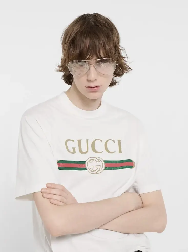 Gucci White Print Short Sleeve T-Shirt