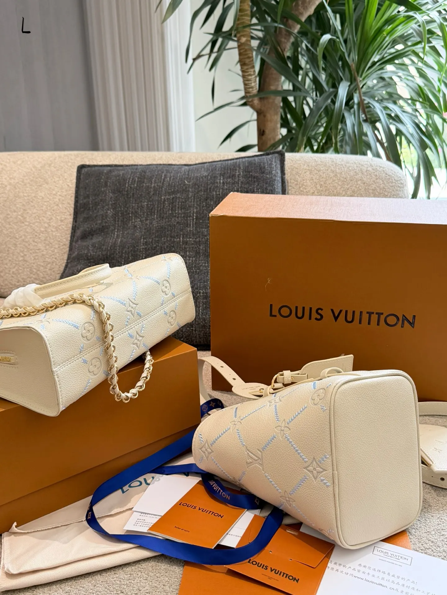 LV 老花 皮革 All in bb水桶包 Onthego 托特包 大容量托特款
