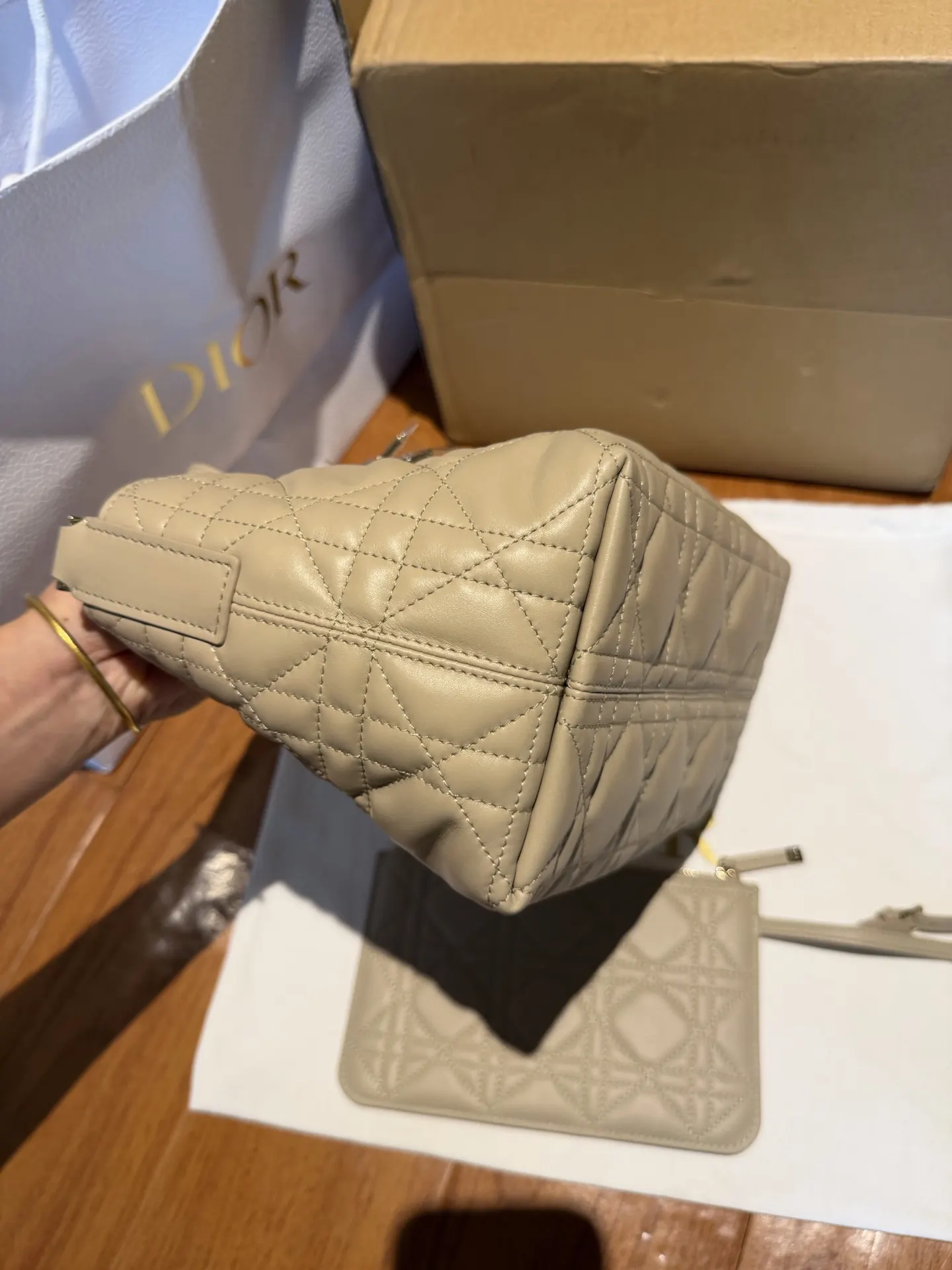 Beige Top Handle Bag Commuter