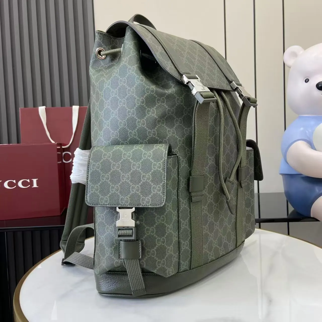 黑色 綠色 帆布 雙肩包 实用雙肩款