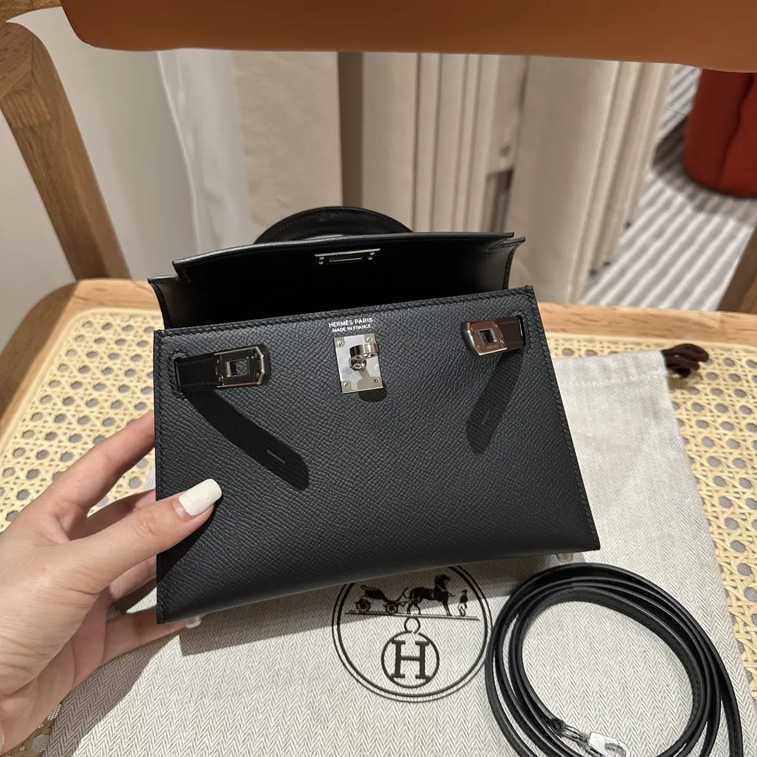 Hermès Kelly Mini Black Epsom Crossbody Bag