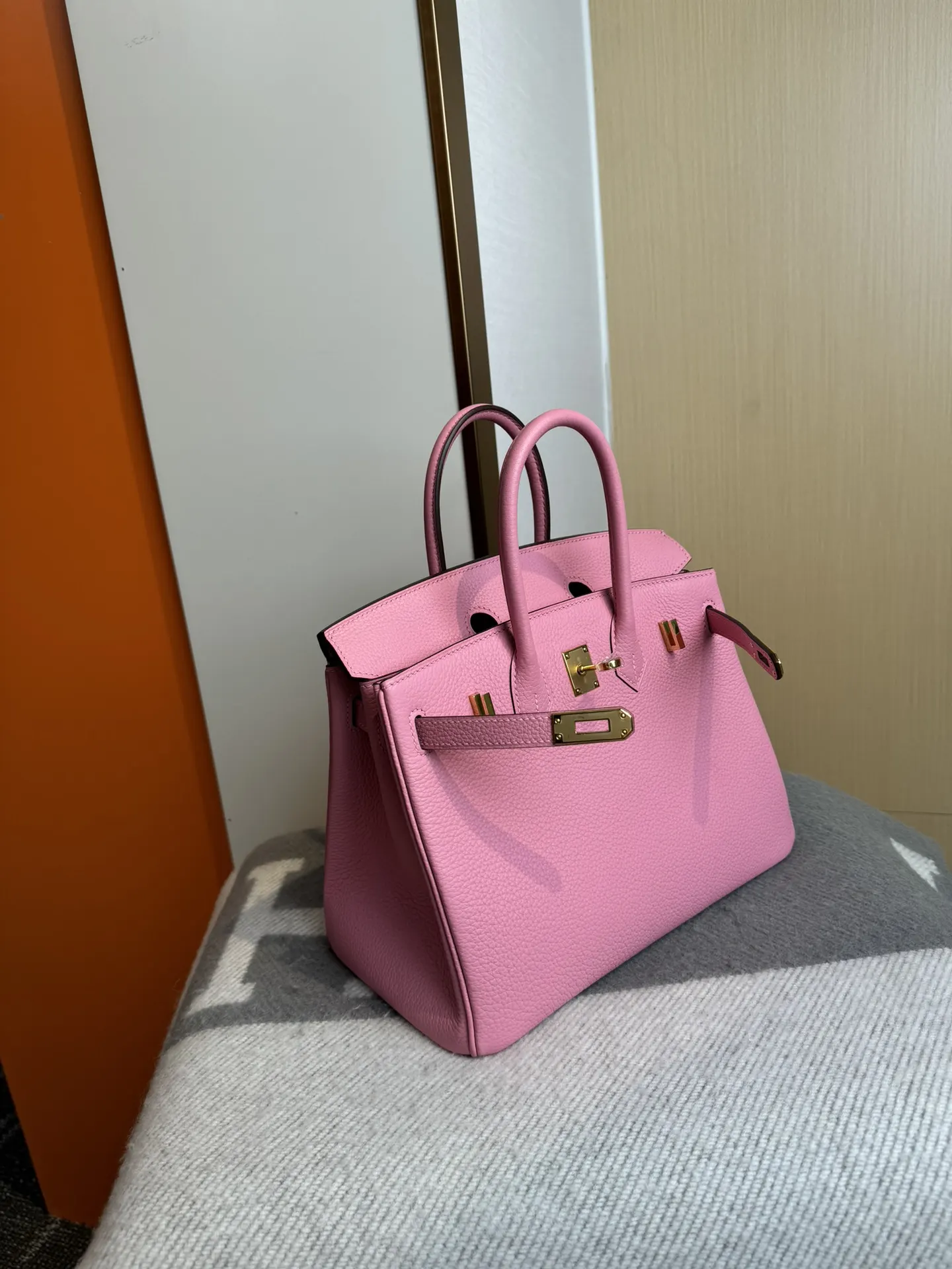 Birkin 铂金 进口Togo皮 樱花粉 金扣 手提包 通勤手提款
