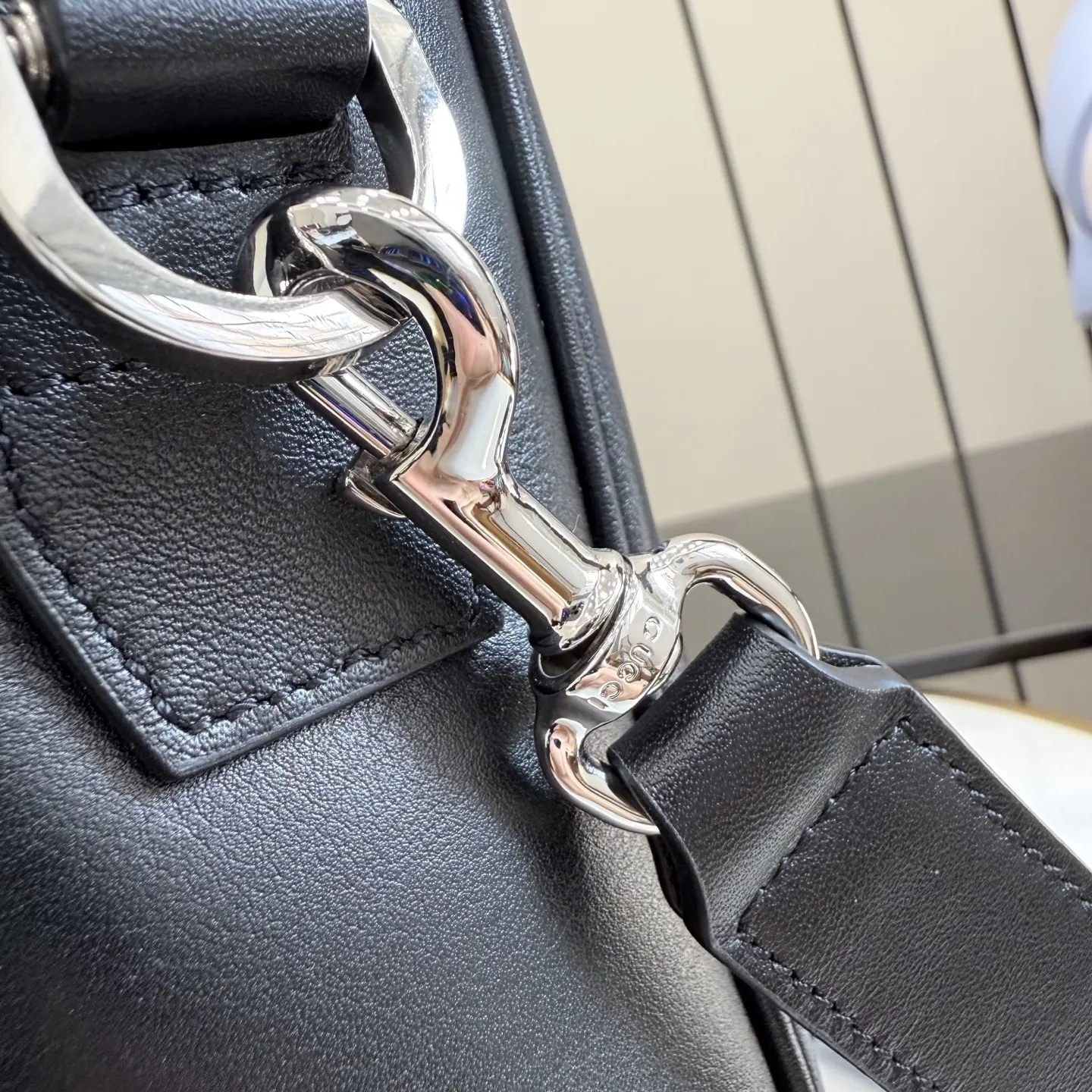 Gucci Black Silver Briefcase Business Commuter Leather