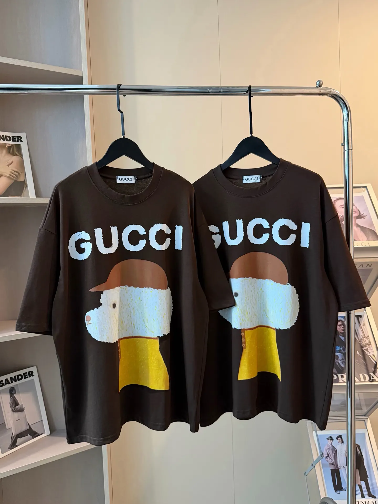 Gucci Logo印花短袖T恤 棕色