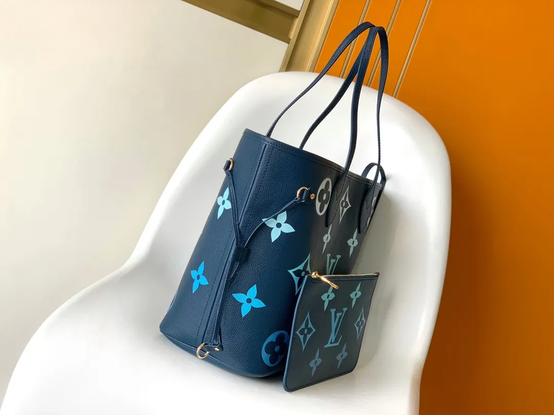 LV Neverfull 蓝色 牛皮 托特包 大容量托特款