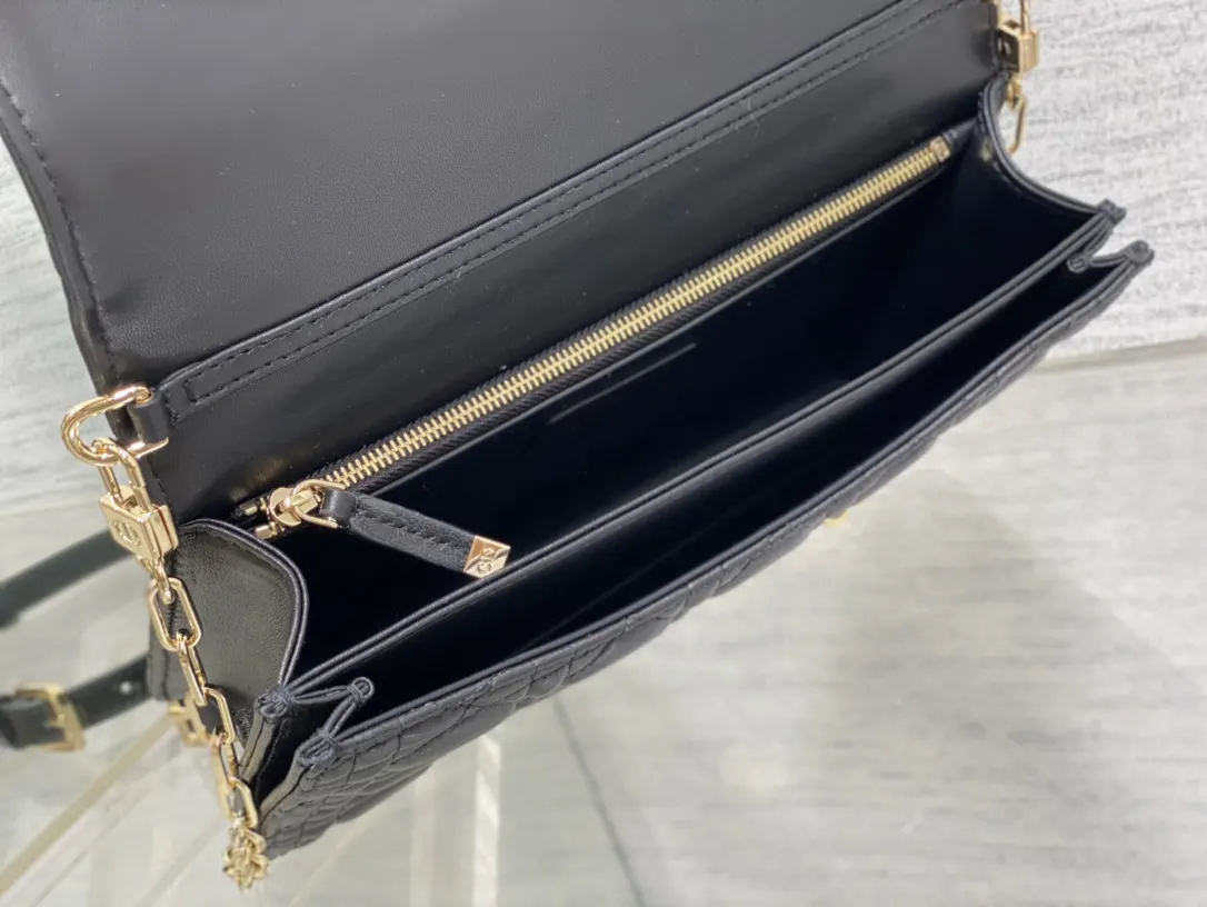 Dior 黑色羊皮手拿包 晚宴手拿款