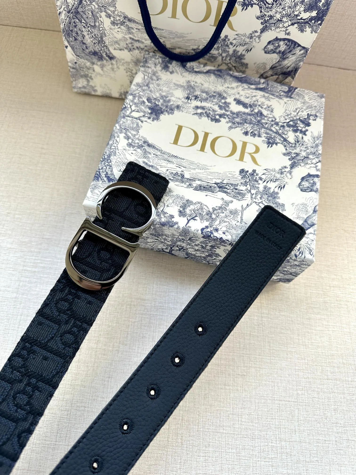 Dior 黑色Oblique腰带 双D扣