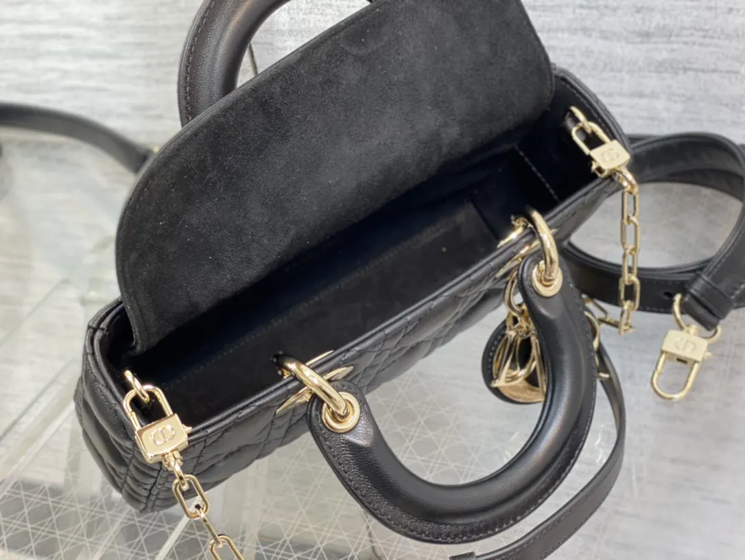 Dior D Joy 黑色羊皮手袋 手提斜挎 复古