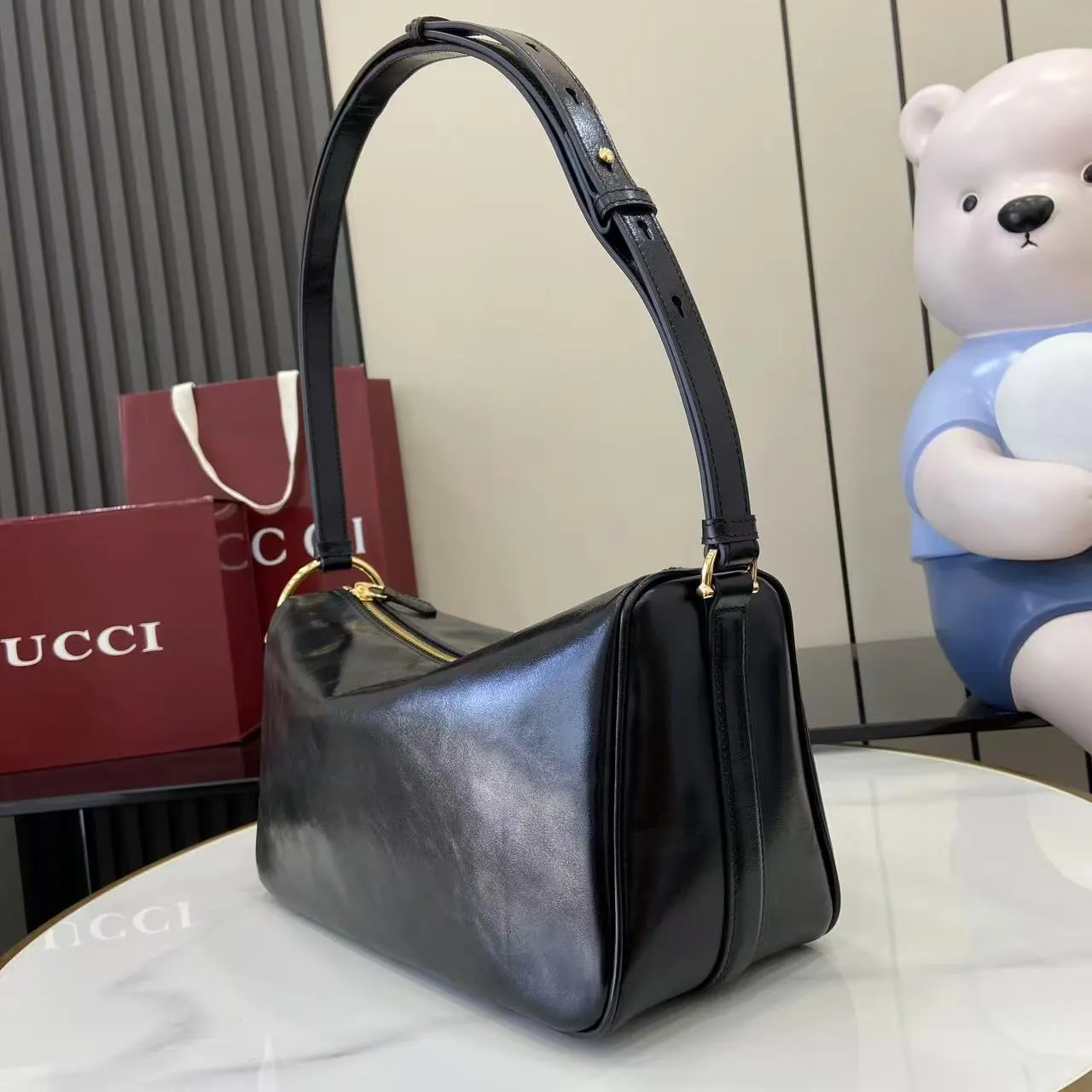 Gucci Horsebit 1955 老花马衔扣肩背包 单肩斜挎