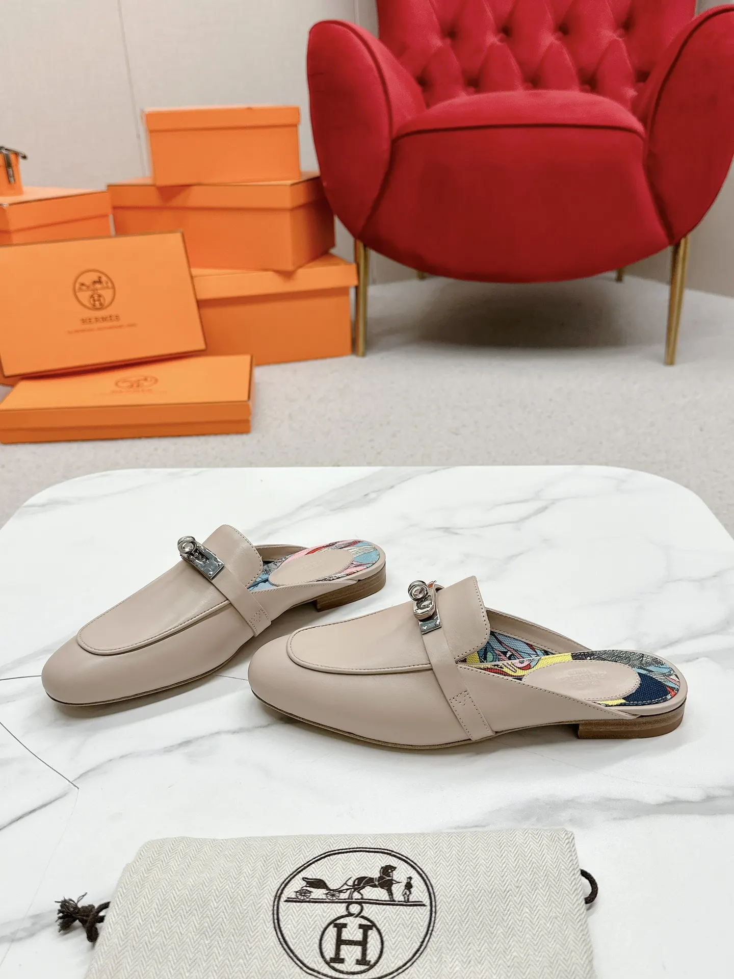 Hermès Leather Slides