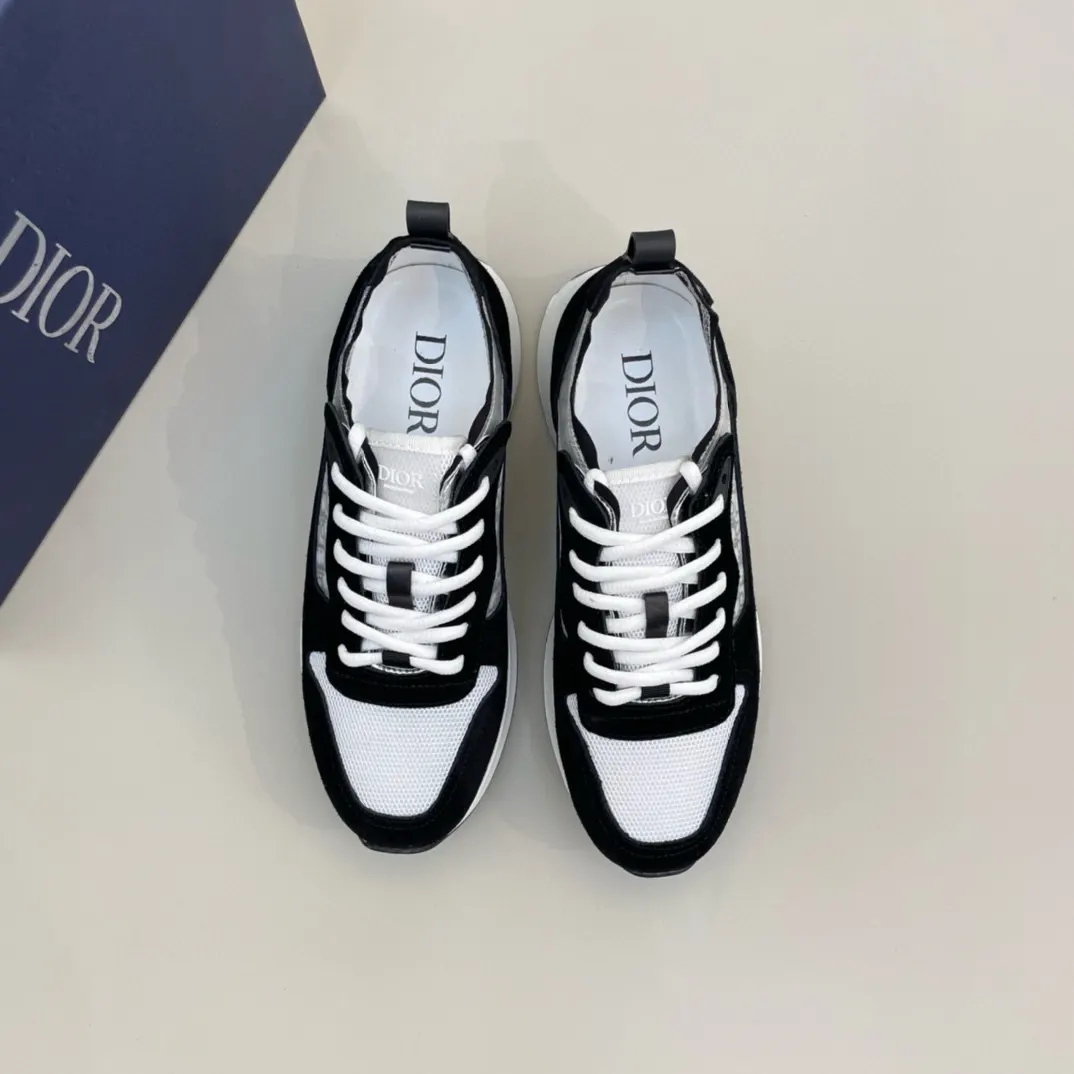 Dior B25 黑白拼色牛皮休闲鞋 低帮款