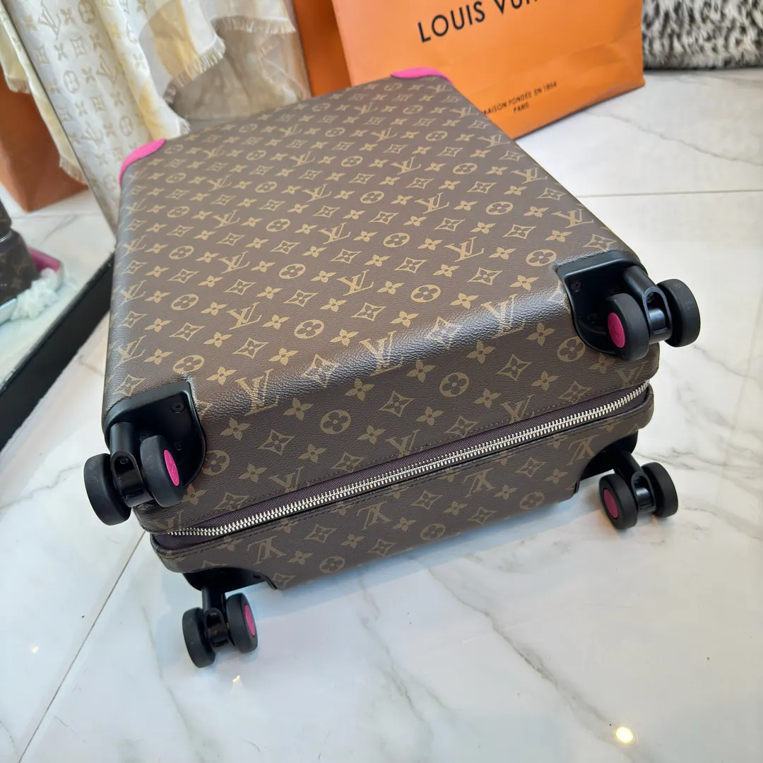 LV 棕色 老花 帆布 ｜ 版 登机行李箱 四轮 旅行拉杆款 輕便出行款
