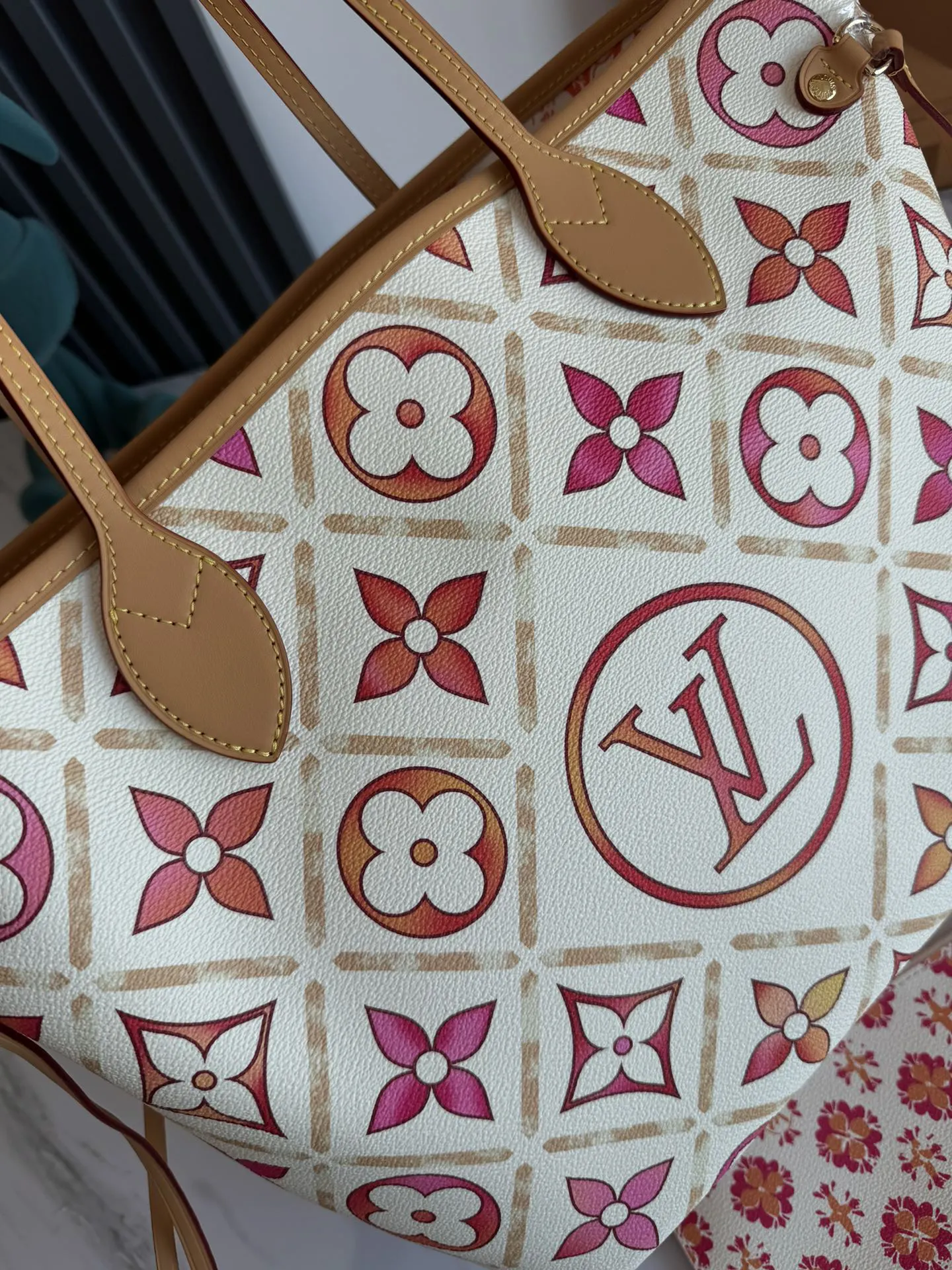 LV Neverfull 蓝色 红色 帆布 托特包 大容量托特款