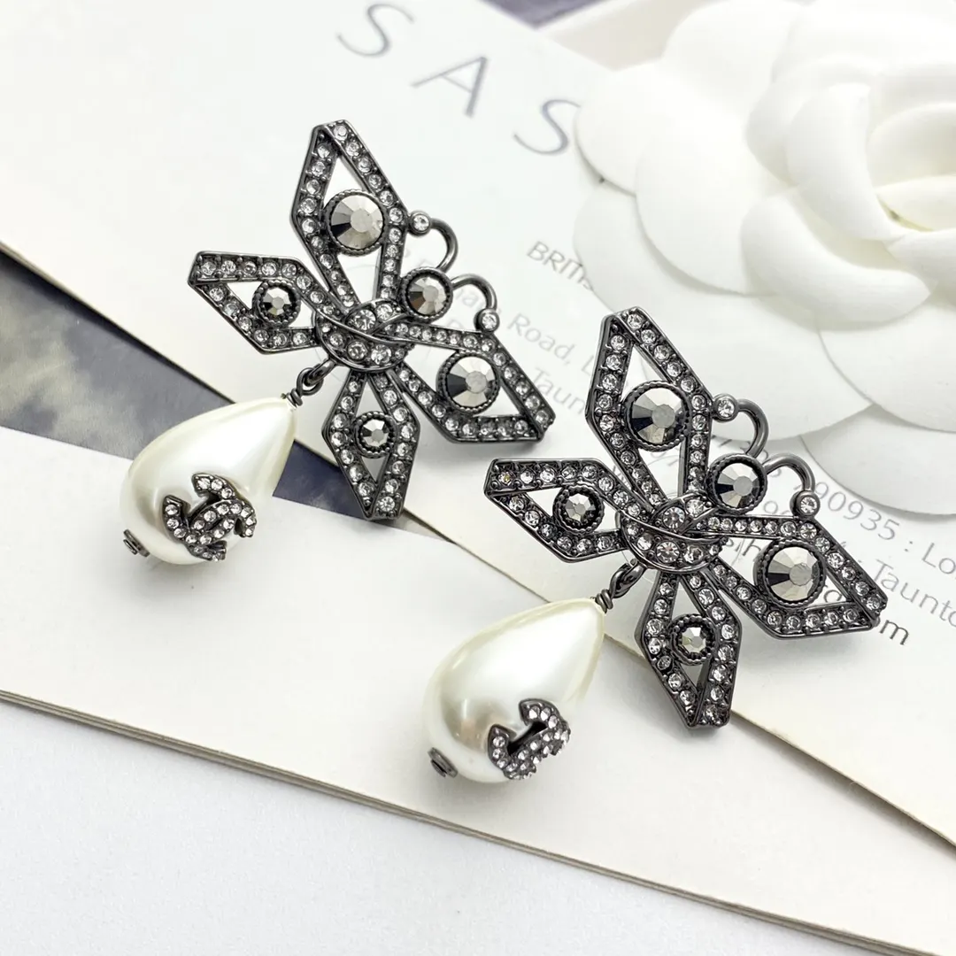 Chanel Gray Pearl Earrings