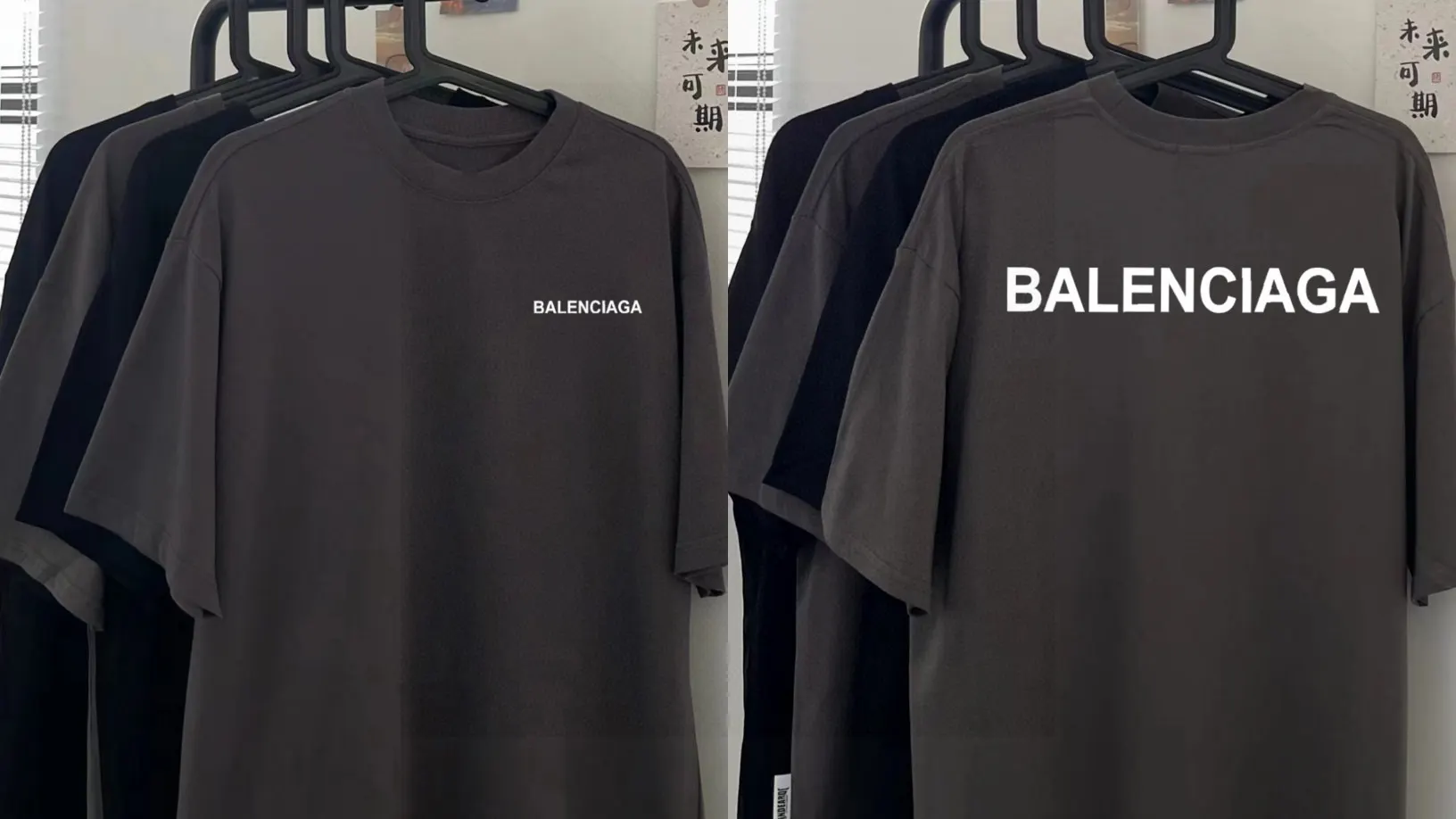 Balenciaga 黑色 纯棉 Logo 短袖T恤 宽松休闲