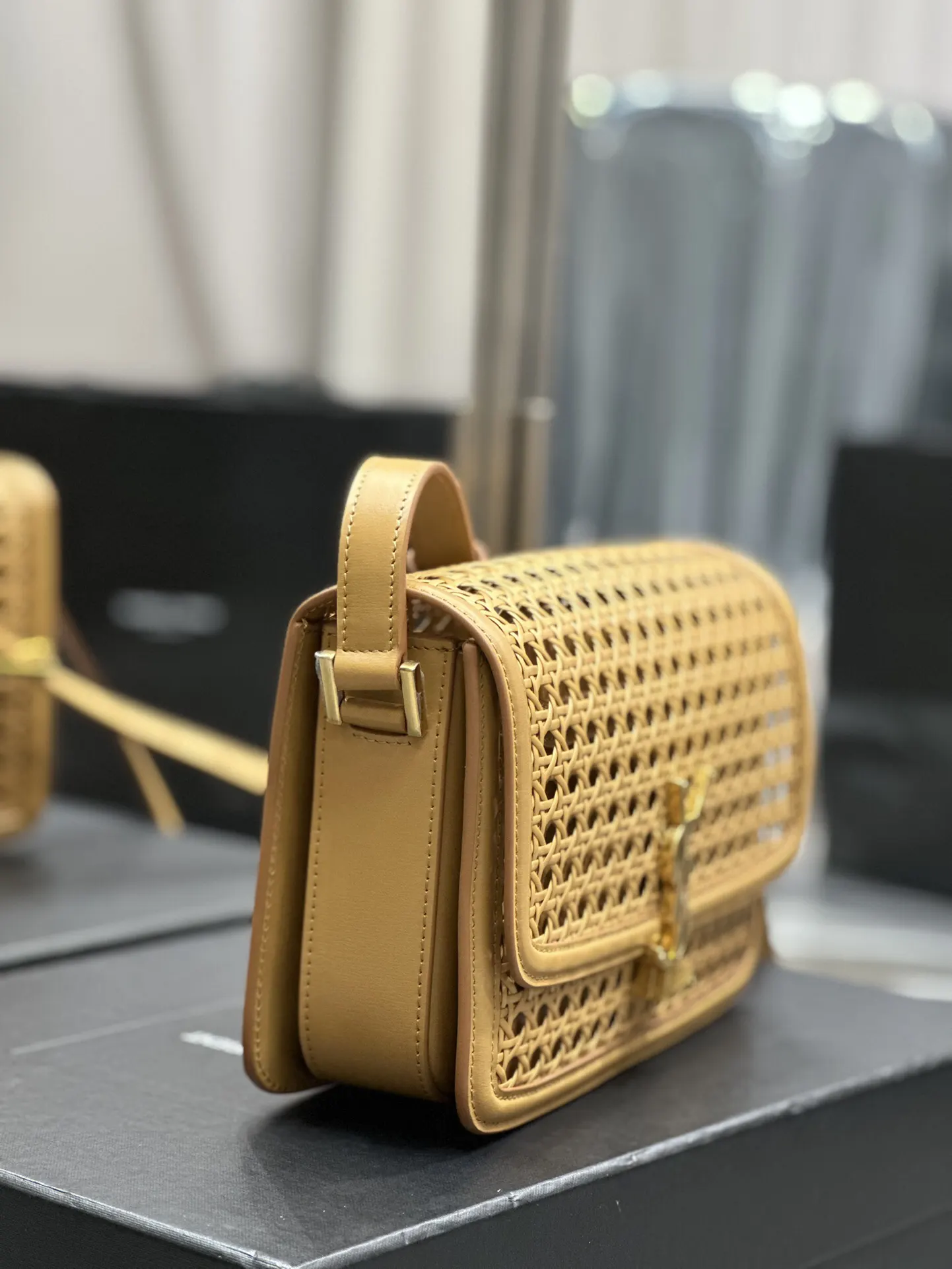 Beige Crossbody Bag Lightweight Leather